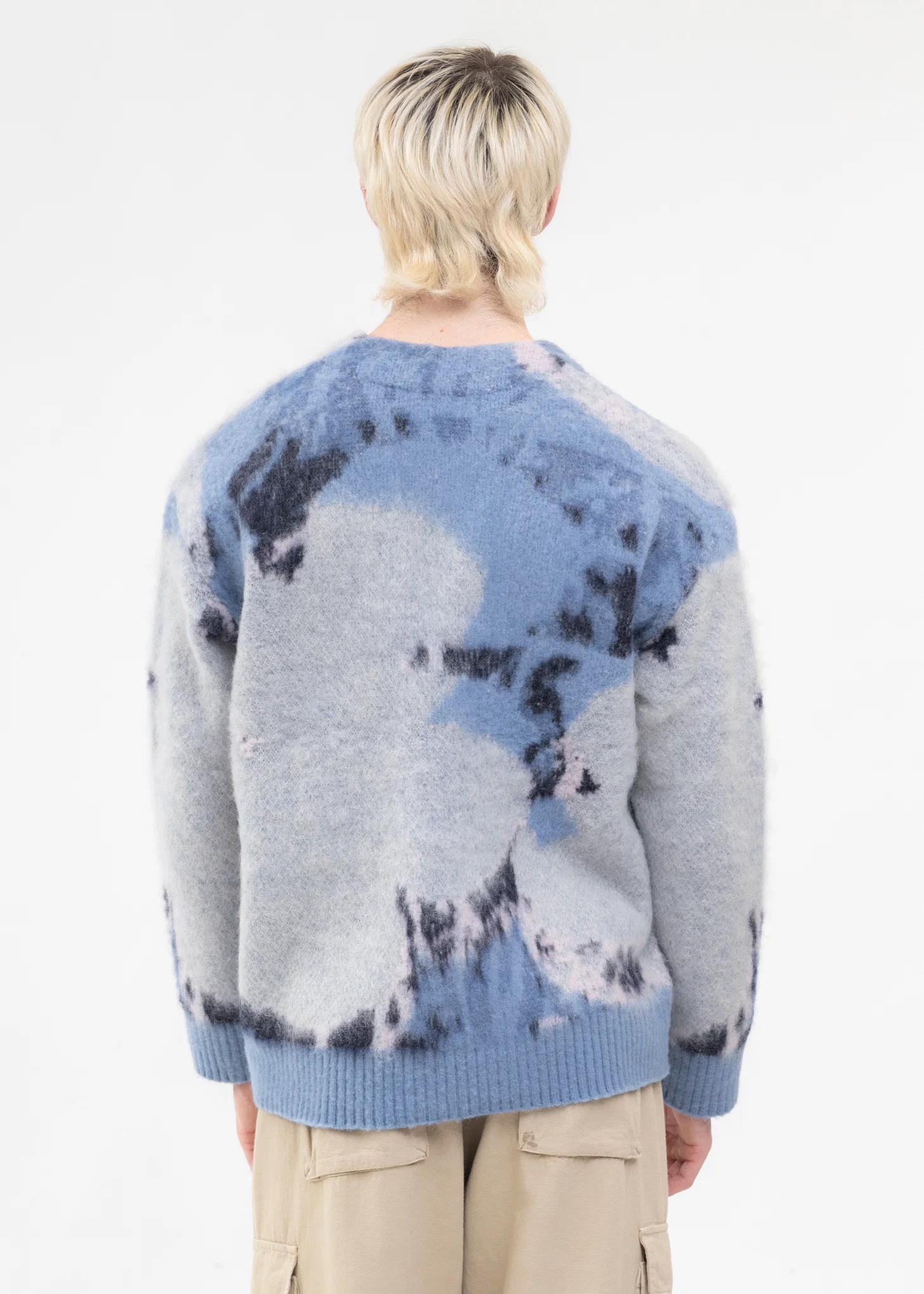 Blue ART MOHAIR SHAGGY KNIT CARDIGAN - Image 2