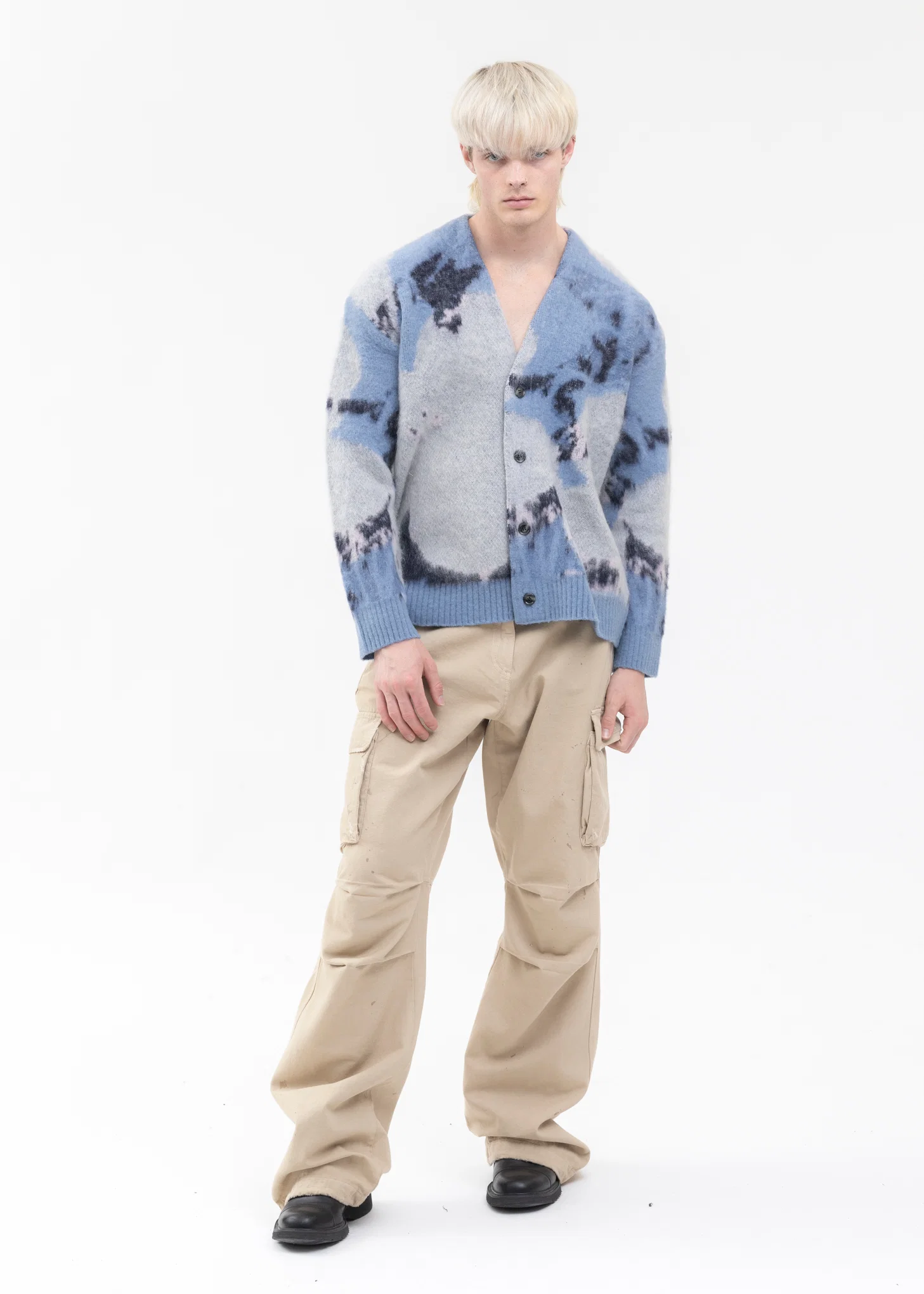 Blue ART MOHAIR SHAGGY KNIT CARDIGAN - Image 5