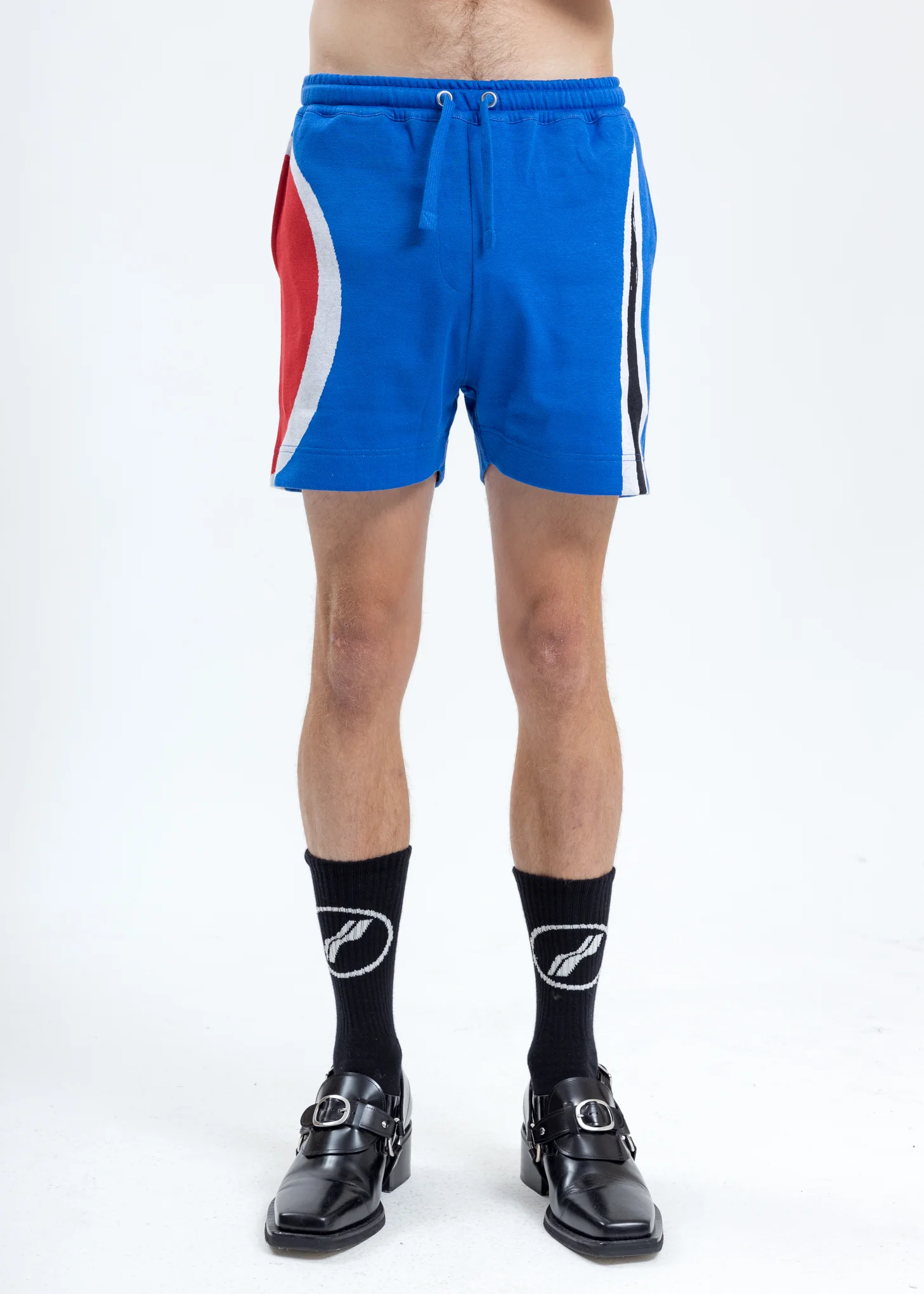 Blue Art Work Knitted Shorts
