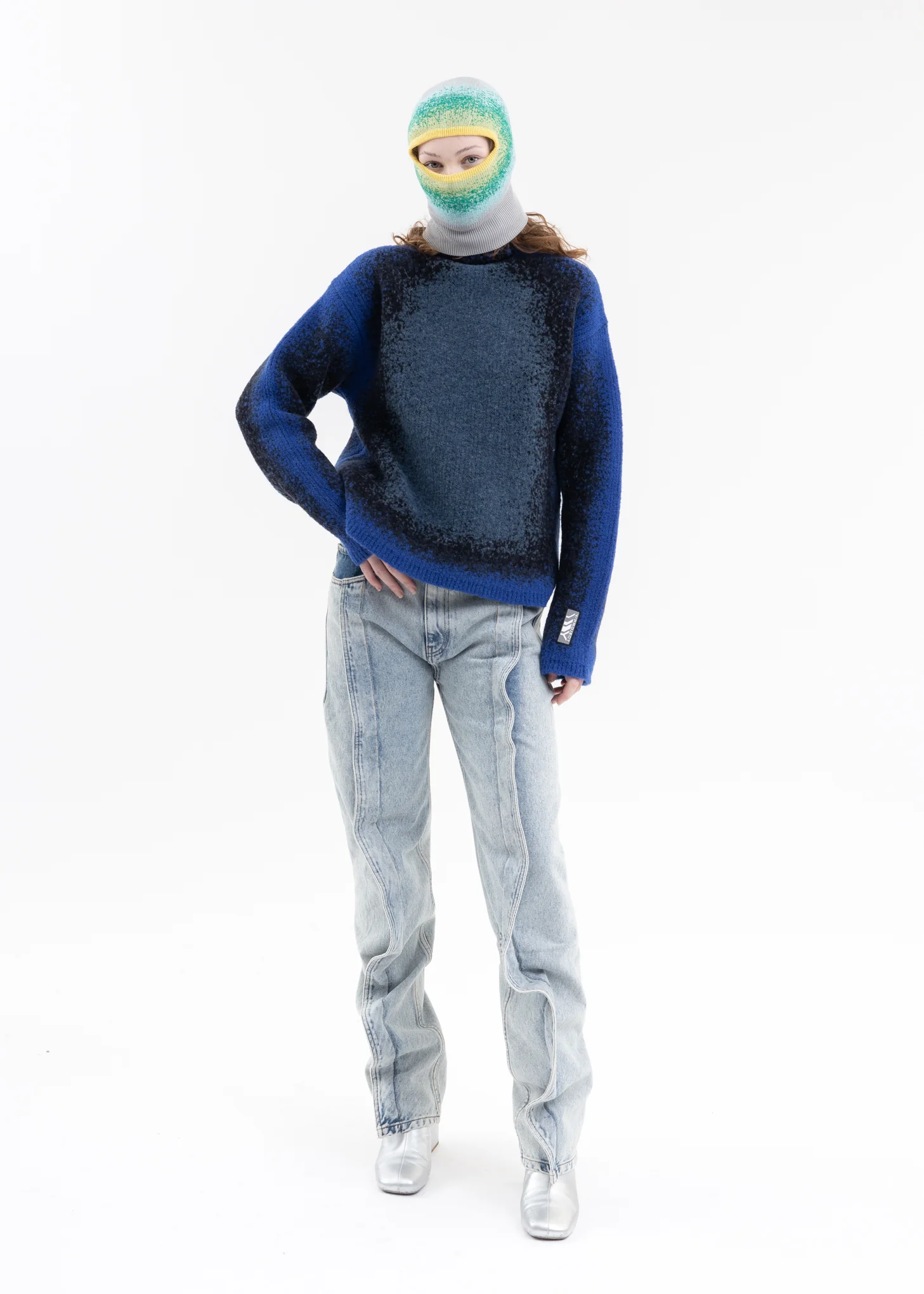 BLUE / BLACK / GREY GRADIENT HEAVY KNIT TURTLENECK - Image 6