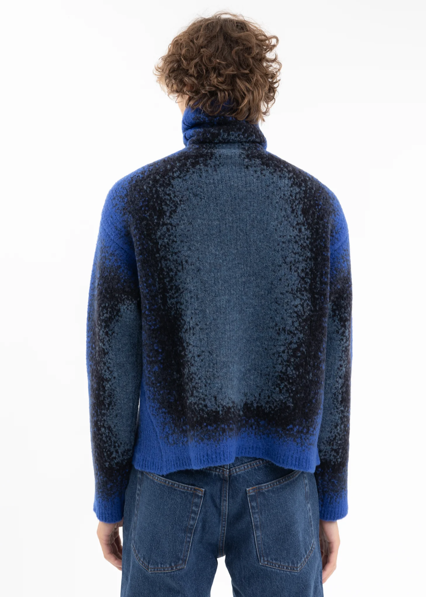 BLUE / BLACK / GREY GRADIENT HEAVY KNIT TURTLENECK - Image 2