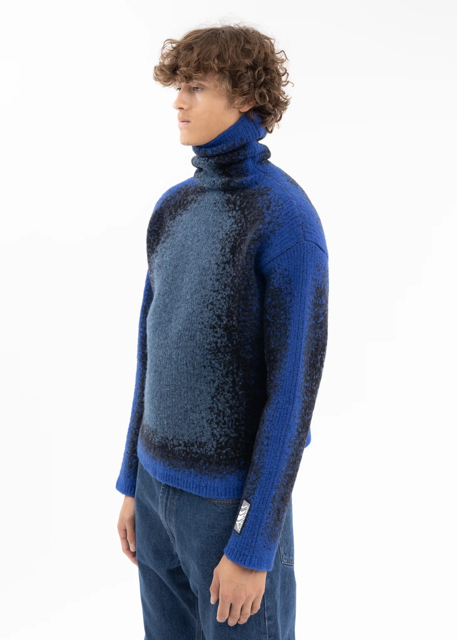 BLUE / BLACK / GREY GRADIENT HEAVY KNIT TURTLENECK - Image 3
