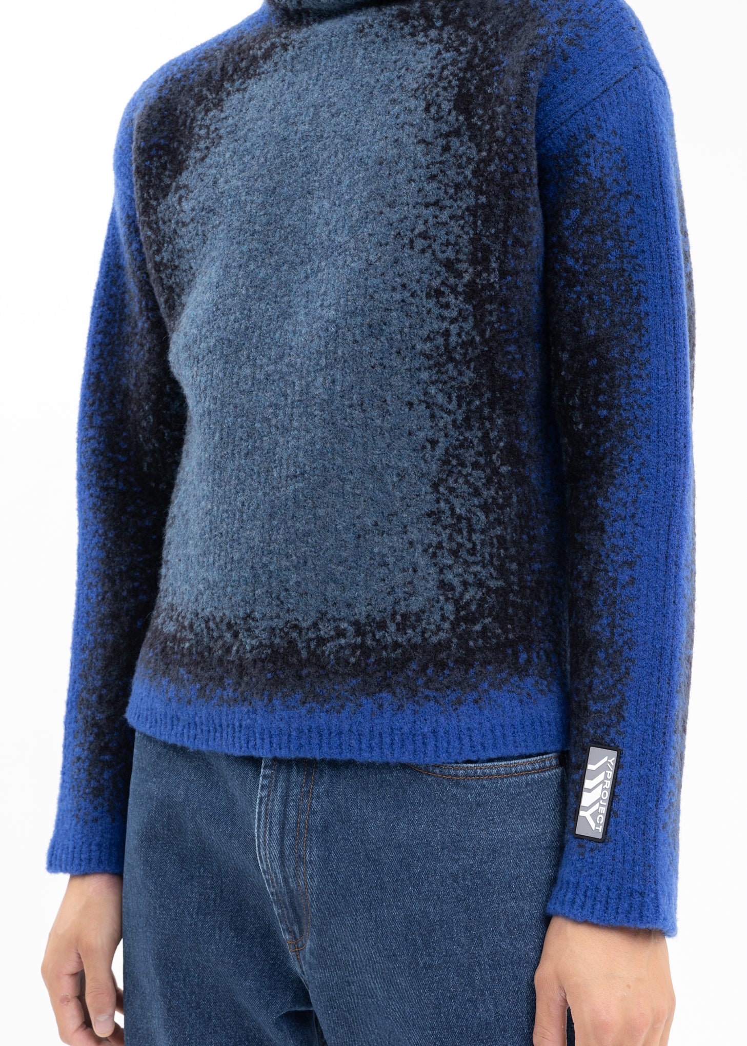 BLUE / BLACK / GREY GRADIENT HEAVY KNIT TURTLENECK - Image 4