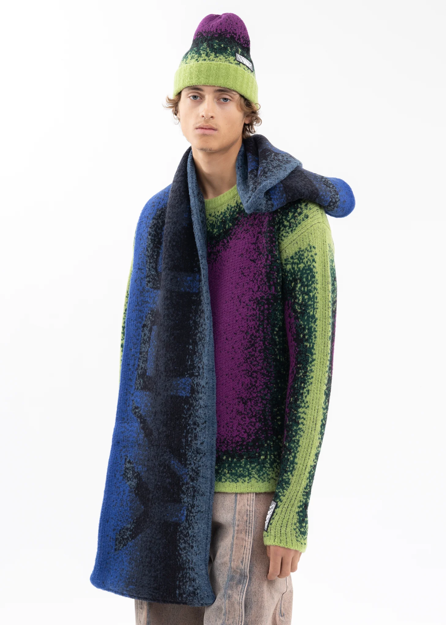 BLUE / BLACK / GREY MAXI GRADIENT BLANKET SCARF - Image 2