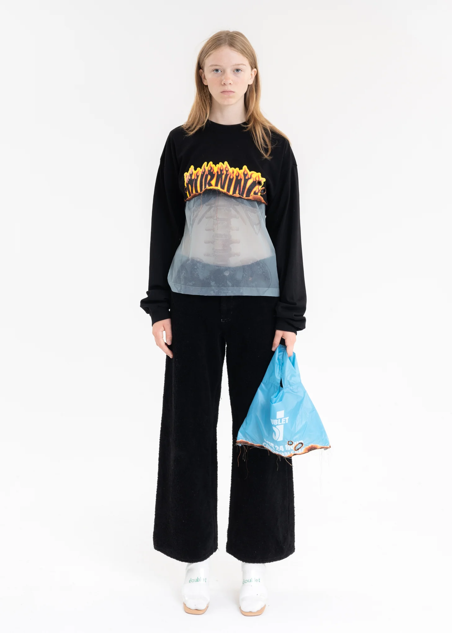 Blue BURNING EMBROIDERY SUPERMARKET BAG - Image 3