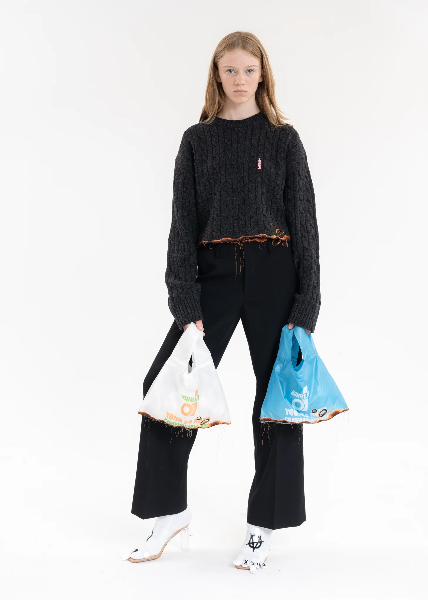 Blue BURNING EMBROIDERY SUPERMARKET BAG - Image 4