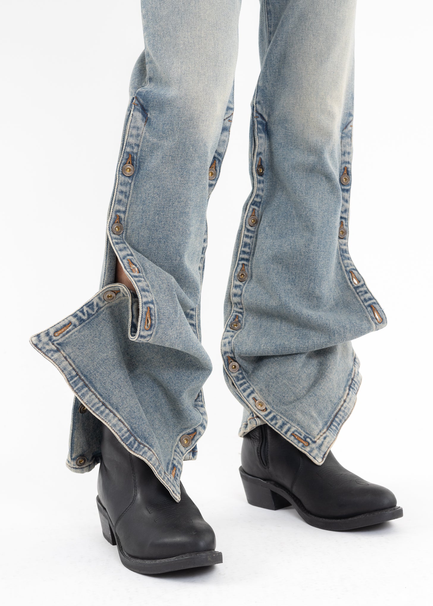 Blue BUTTON LEG JEANS - Image 2
