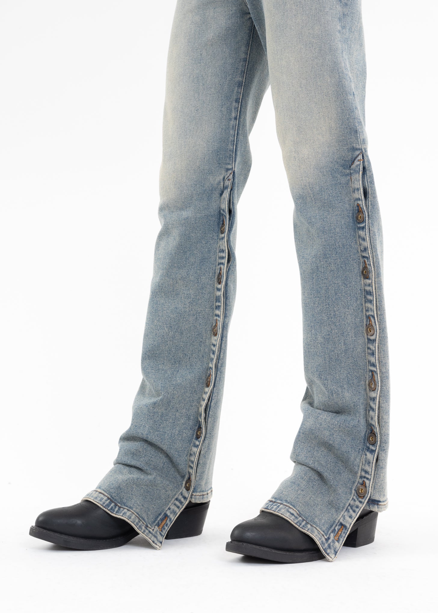 Blue BUTTON LEG JEANS - Image 5
