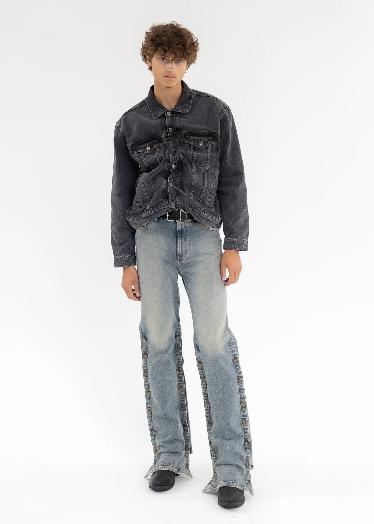 Blue BUTTON LEG JEANS - Image 7