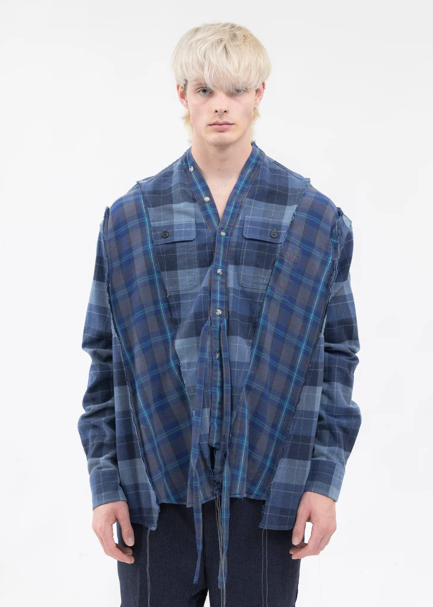 Blue Check Docking Wide Nel Samue Shirts -Style 1