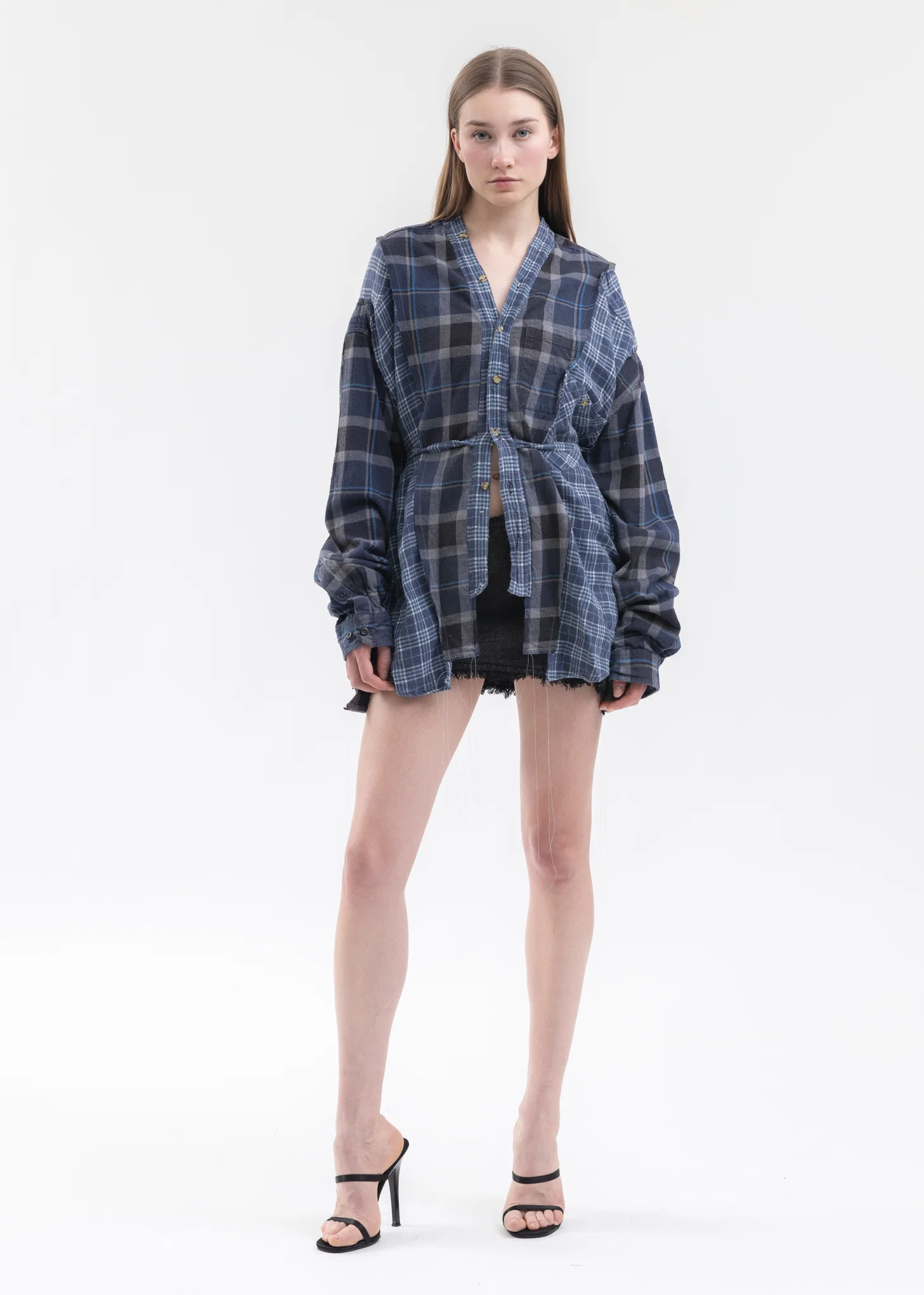 Blue Check Docking Wide Nel Samue Shirts -Style 2 - Image 2
