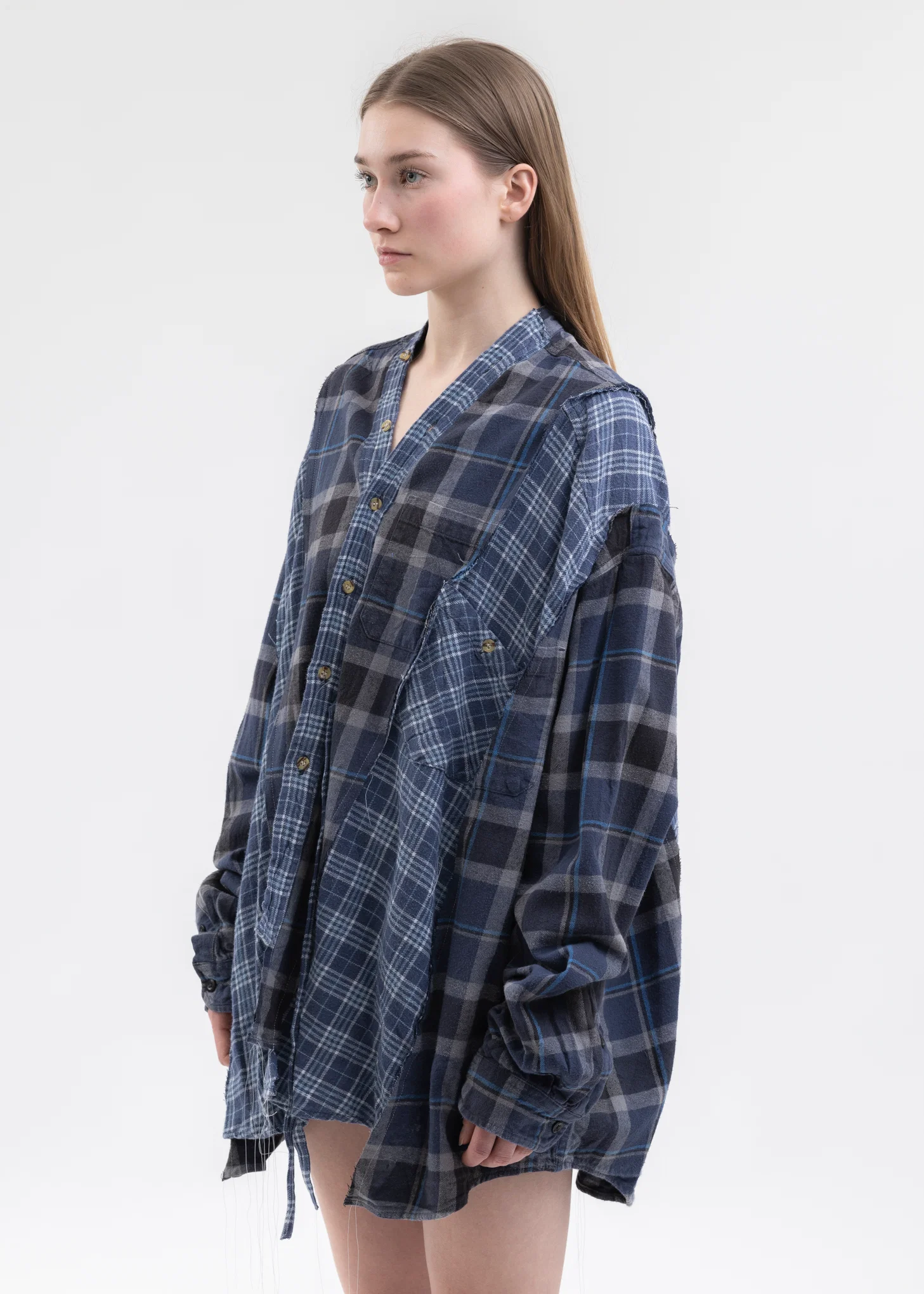 Blue Check Docking Wide Nel Samue Shirts -Style 2 - Image 3