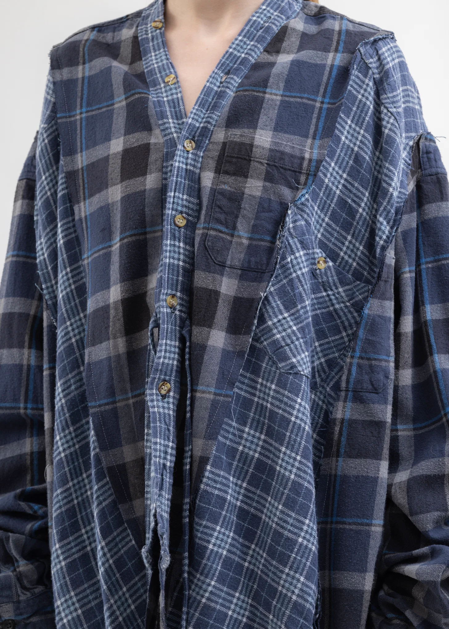 Blue Check Docking Wide Nel Samue Shirts -Style 2 - Image 4