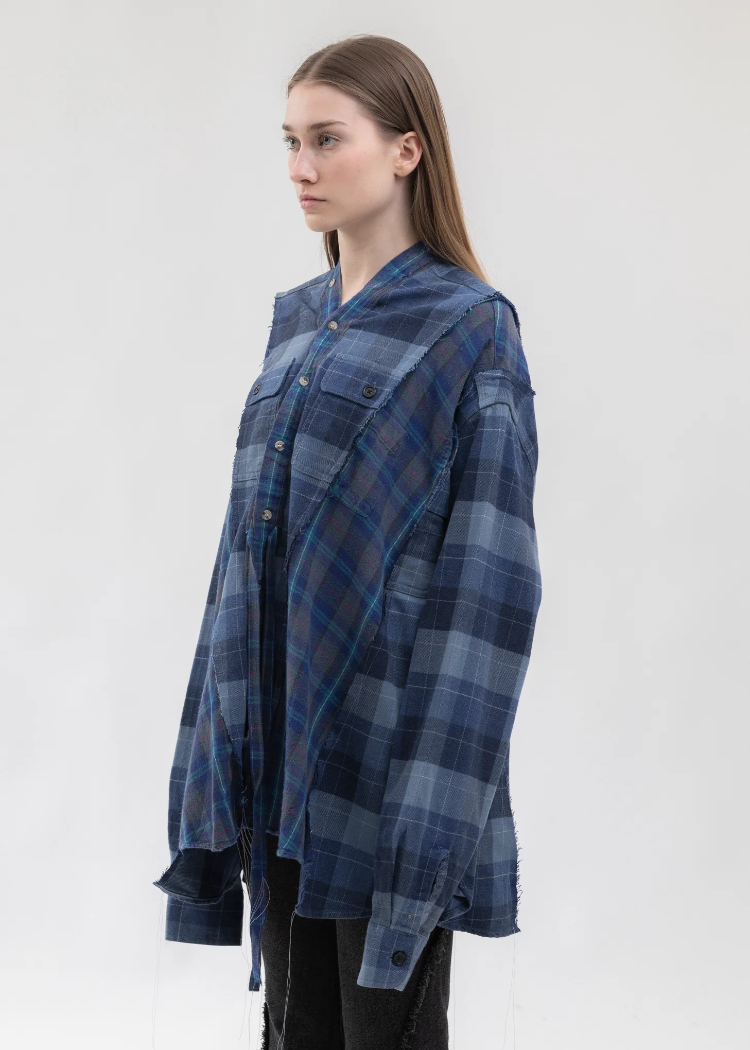 Blue Check Docking Wide Nel Samue Shirts -Style 1 - Image 3