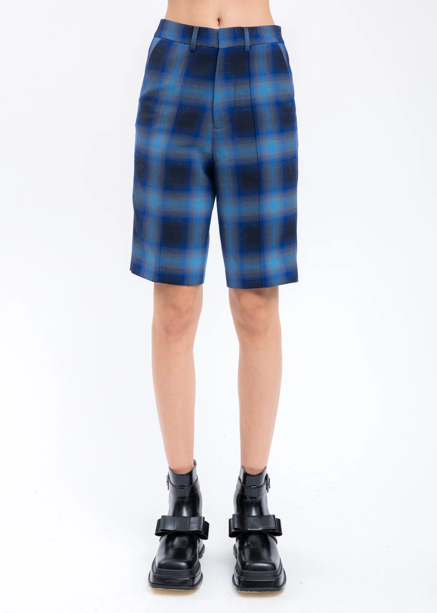 Blue Check Middle Shorts