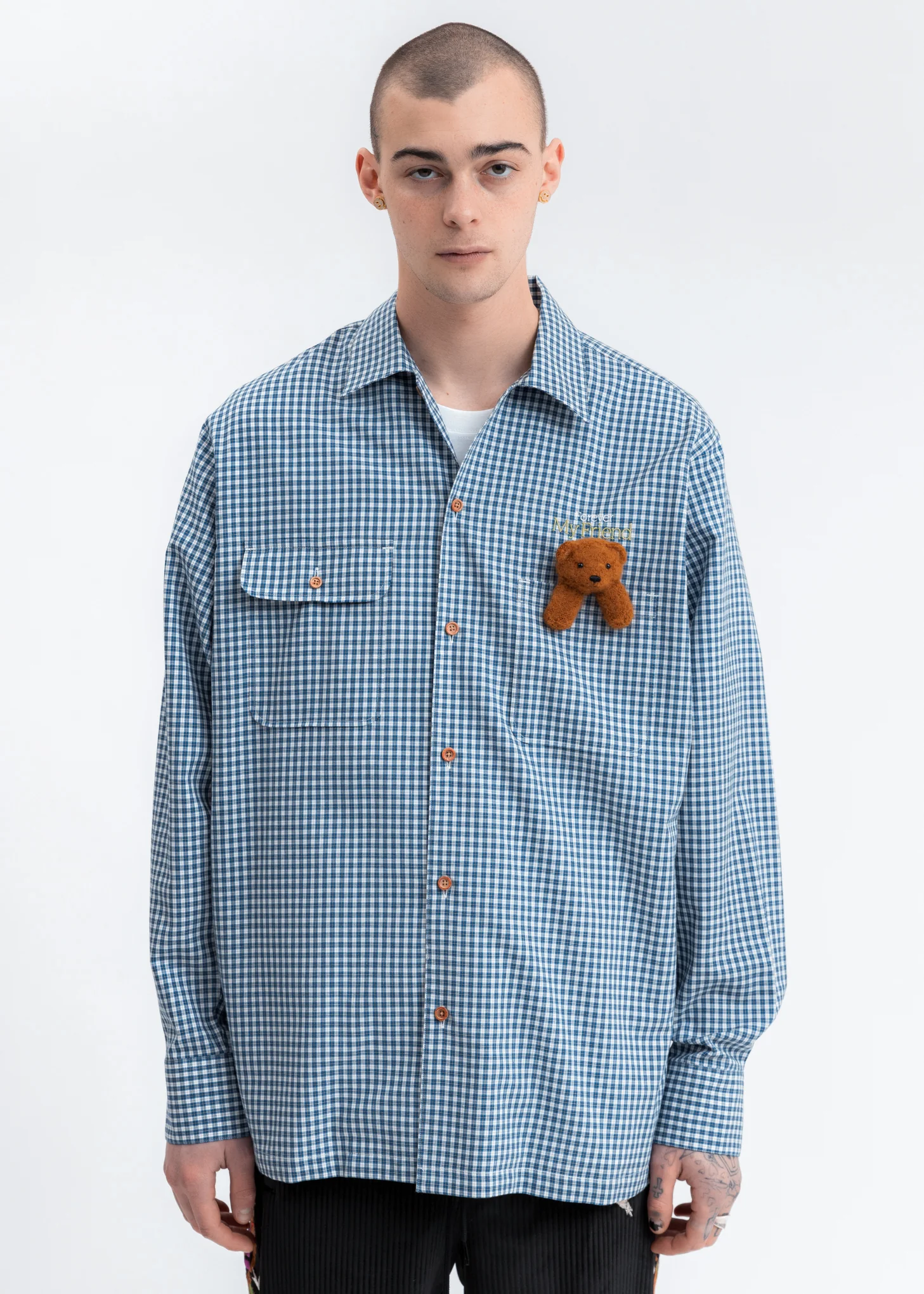 Blue Check Shirt With My Friend
