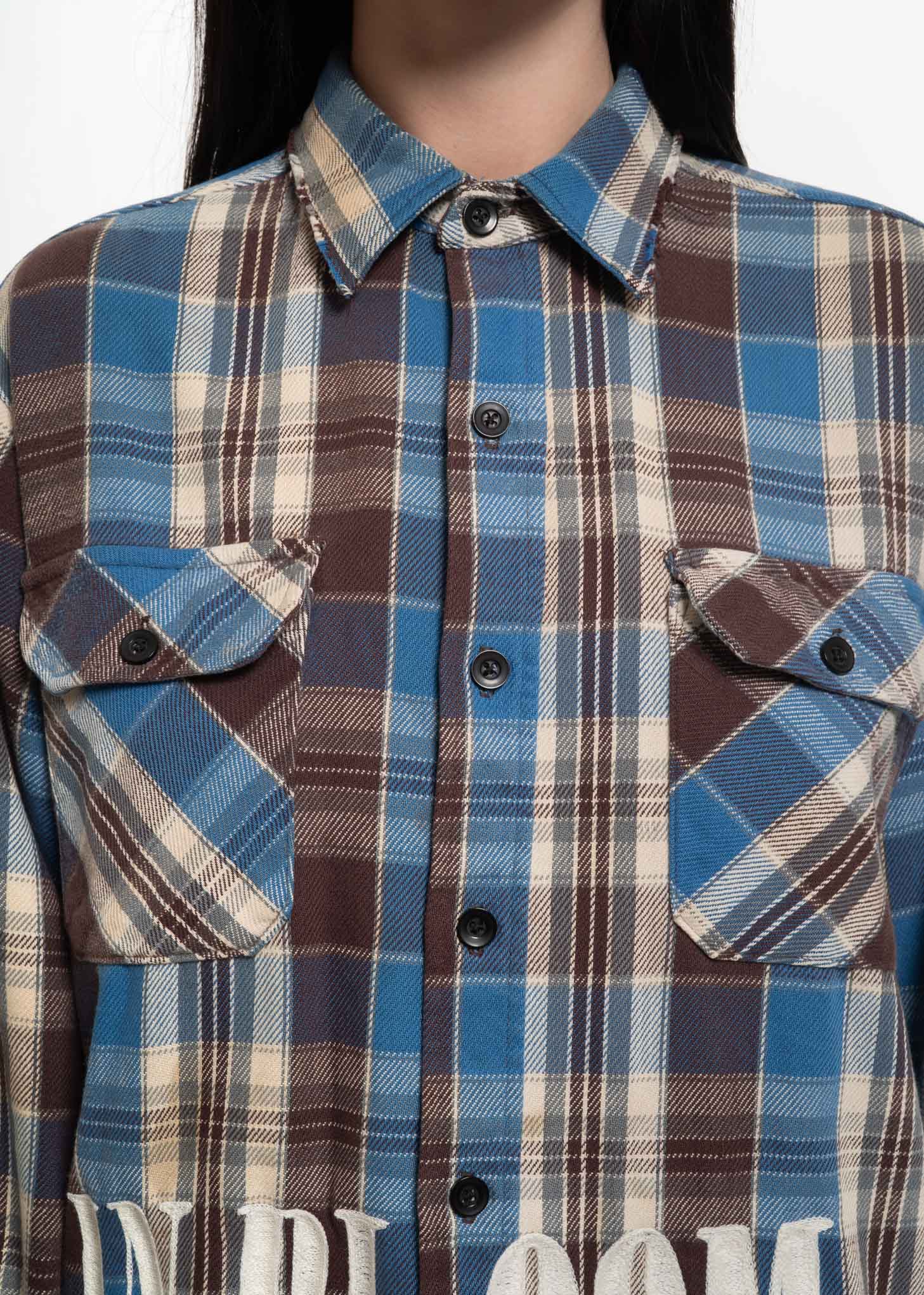Blue Check Vintage Flannel w/ Embroidery 1 - Image 4