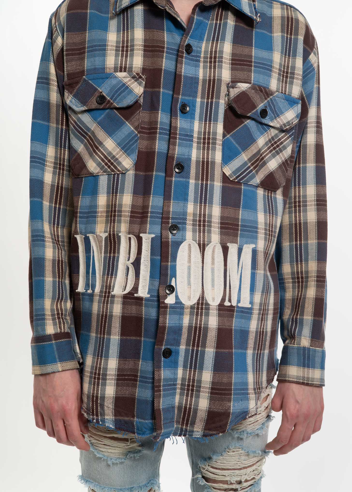 Blue Check Vintage Flannel w/ Embroidery 1 - Image 5
