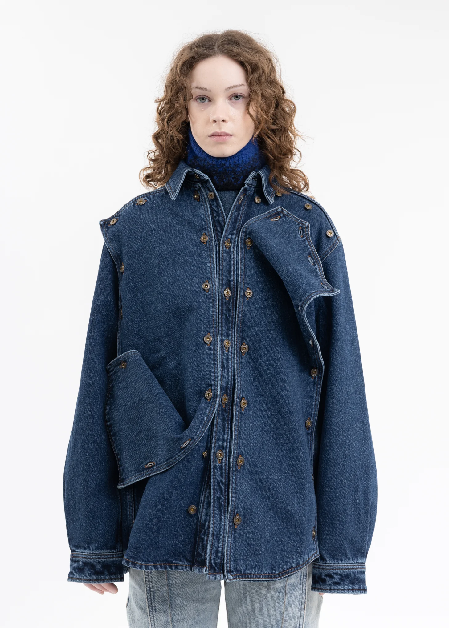BLUE CLASSIC BUTTON PANEL DENIM SHIRT