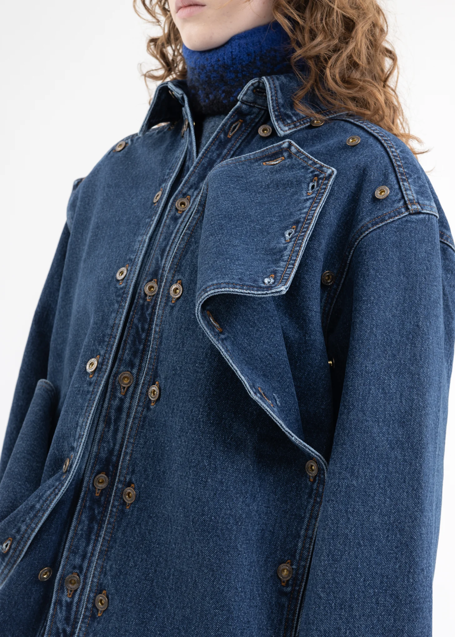 BLUE CLASSIC BUTTON PANEL DENIM SHIRT - Image 2