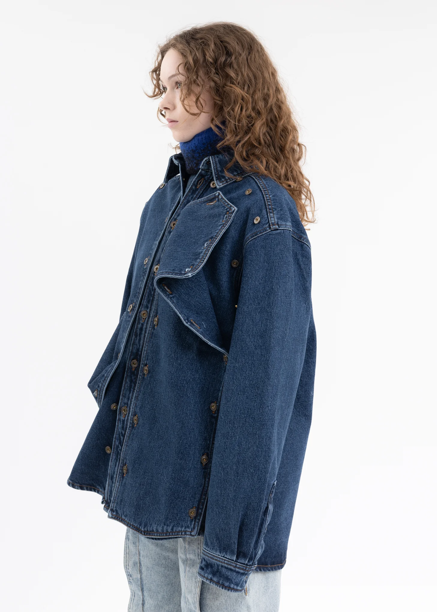 BLUE CLASSIC BUTTON PANEL DENIM SHIRT - Image 3