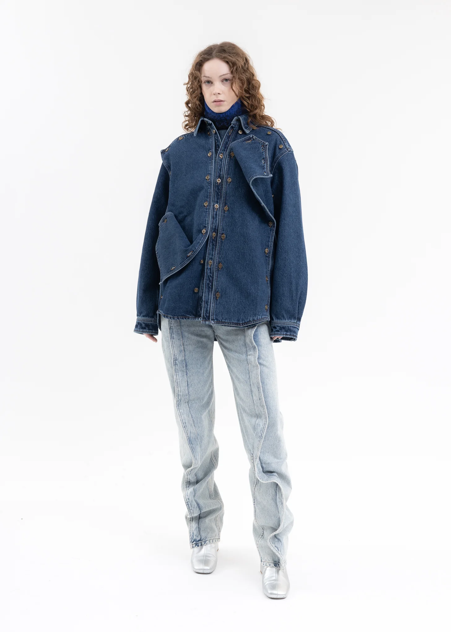 BLUE CLASSIC BUTTON PANEL DENIM SHIRT - Image 5
