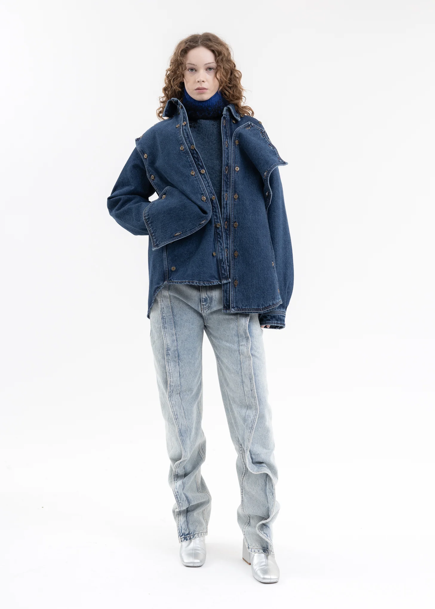 BLUE CLASSIC BUTTON PANEL DENIM SHIRT - Image 6