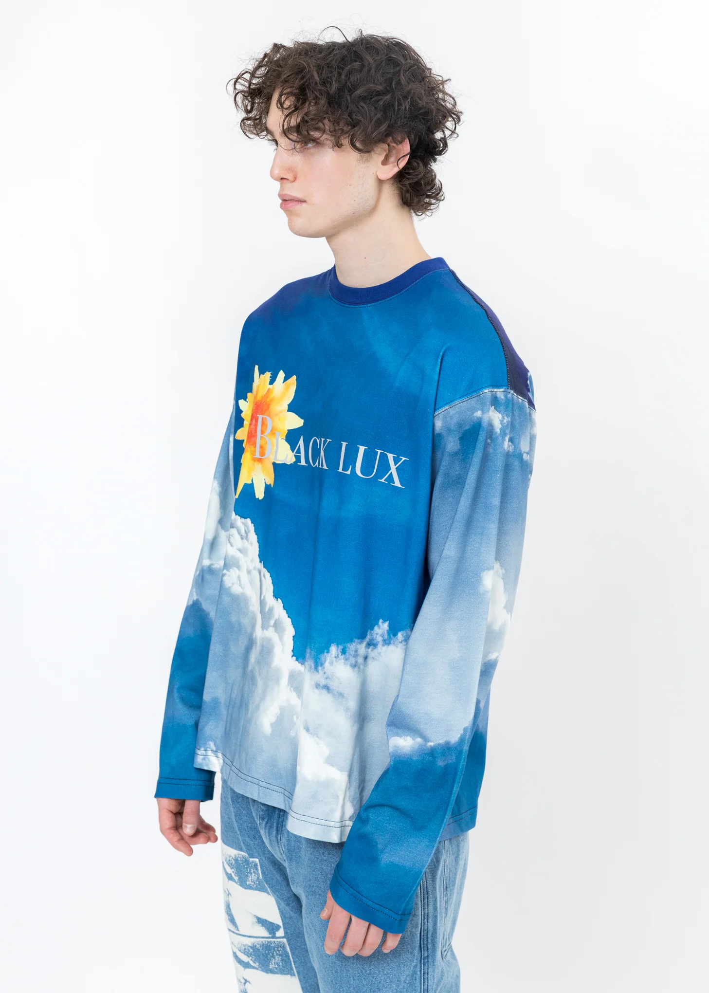 Blue Cloud Print Long Sleeves - Image 3