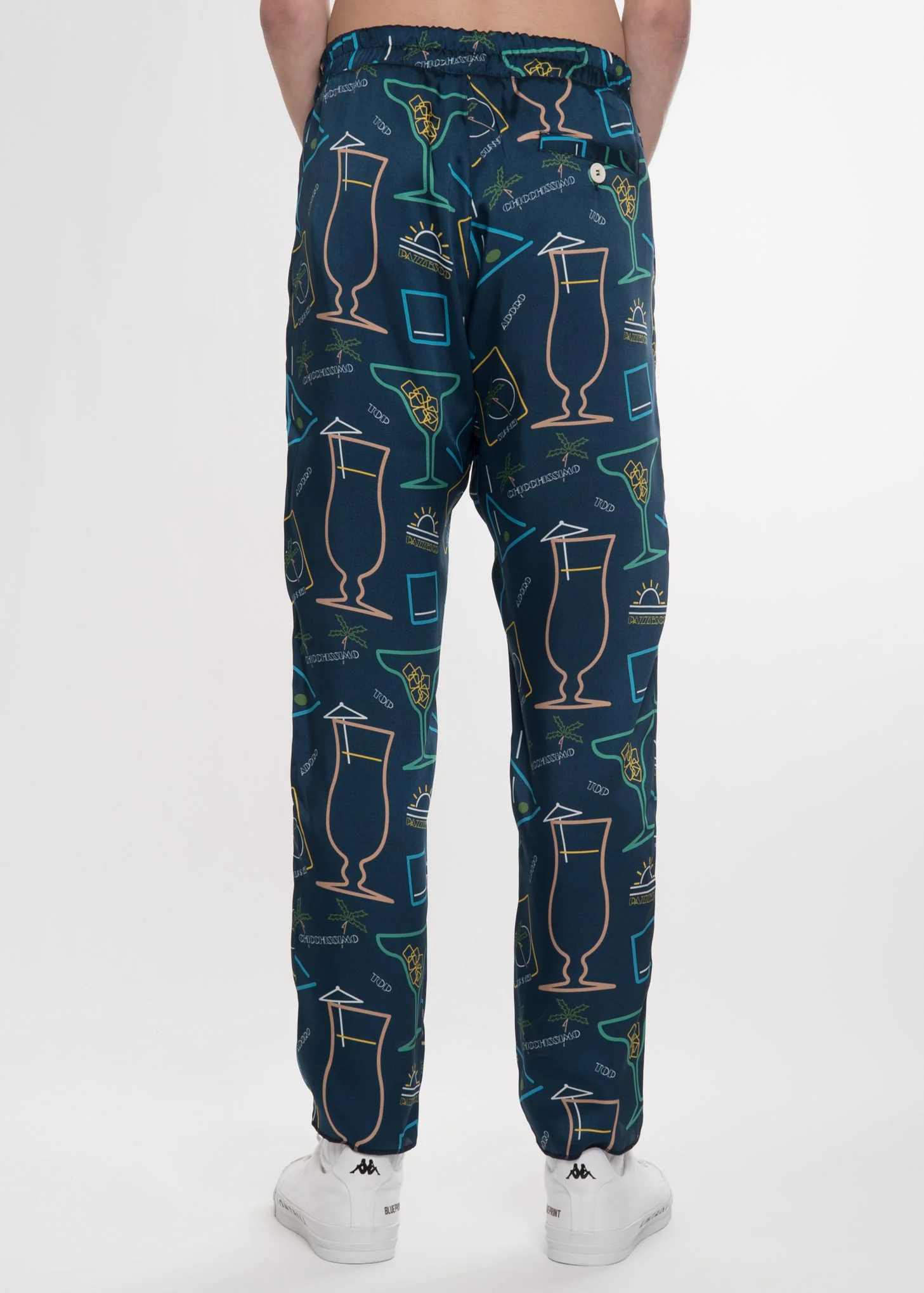 Blue Satin Cocktail Hawaiian Trousers - Image 2