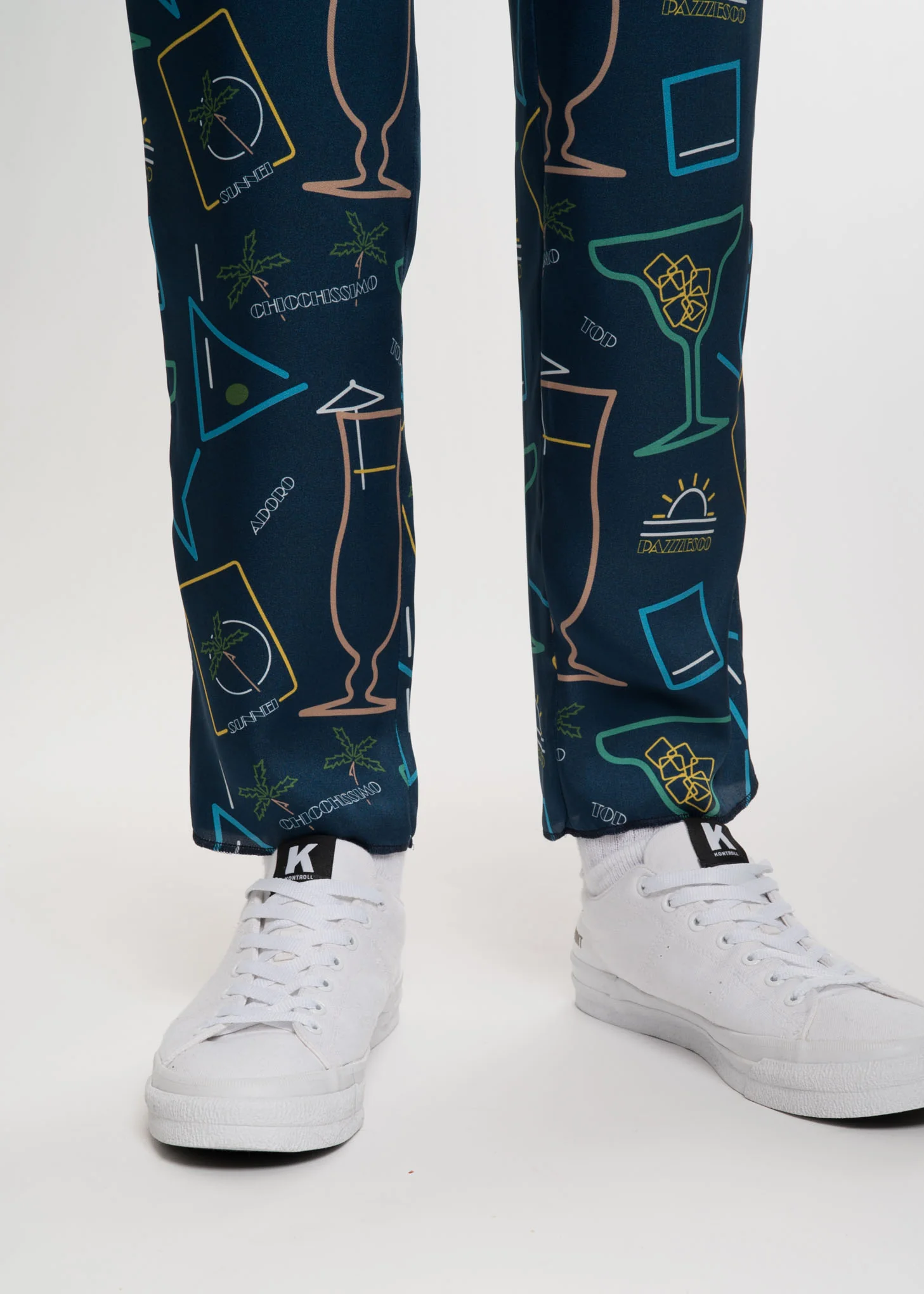 Blue Satin Cocktail Hawaiian Trousers - Image 5