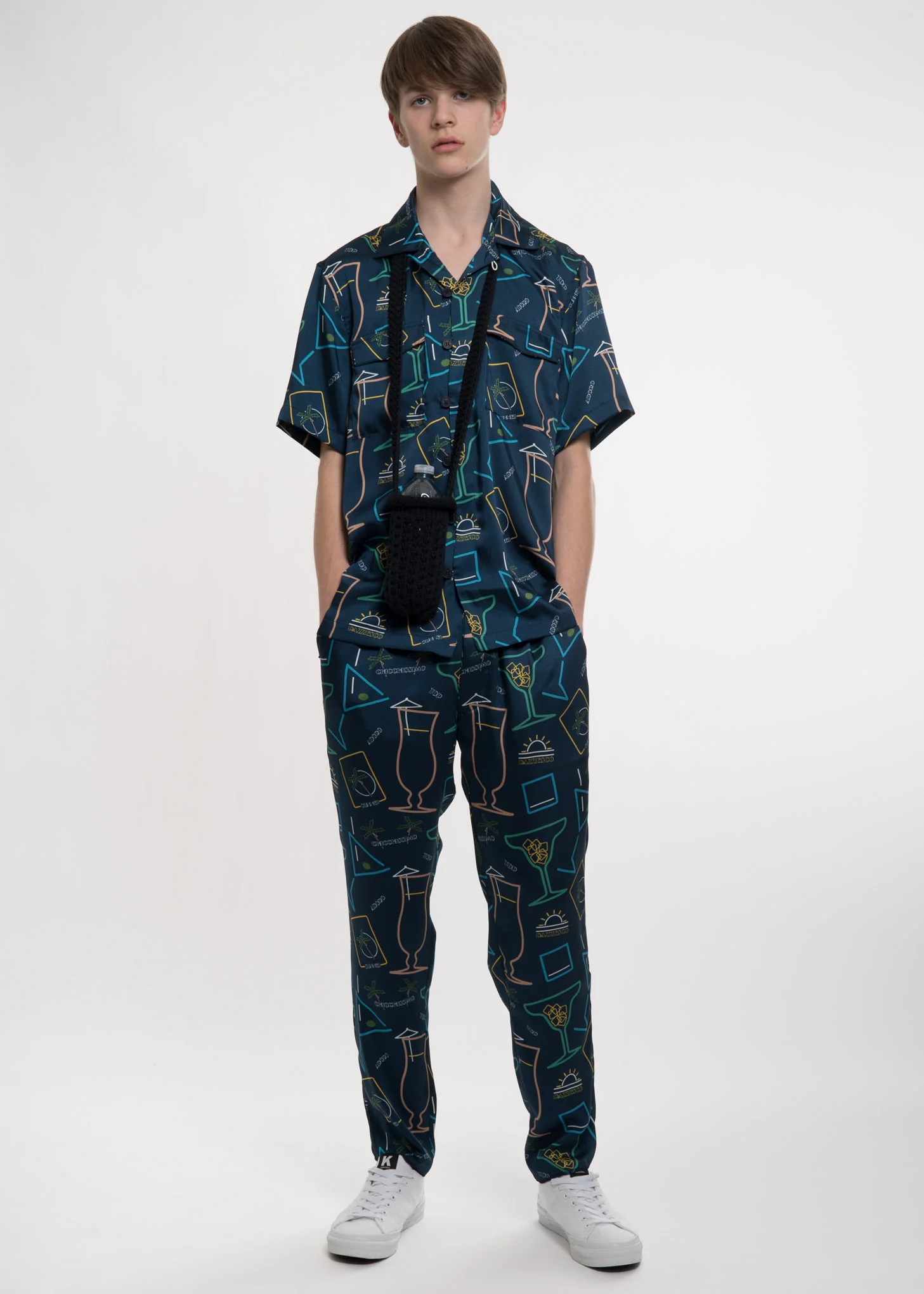 Blue Satin Cocktail Hawaiian Trousers - Image 7
