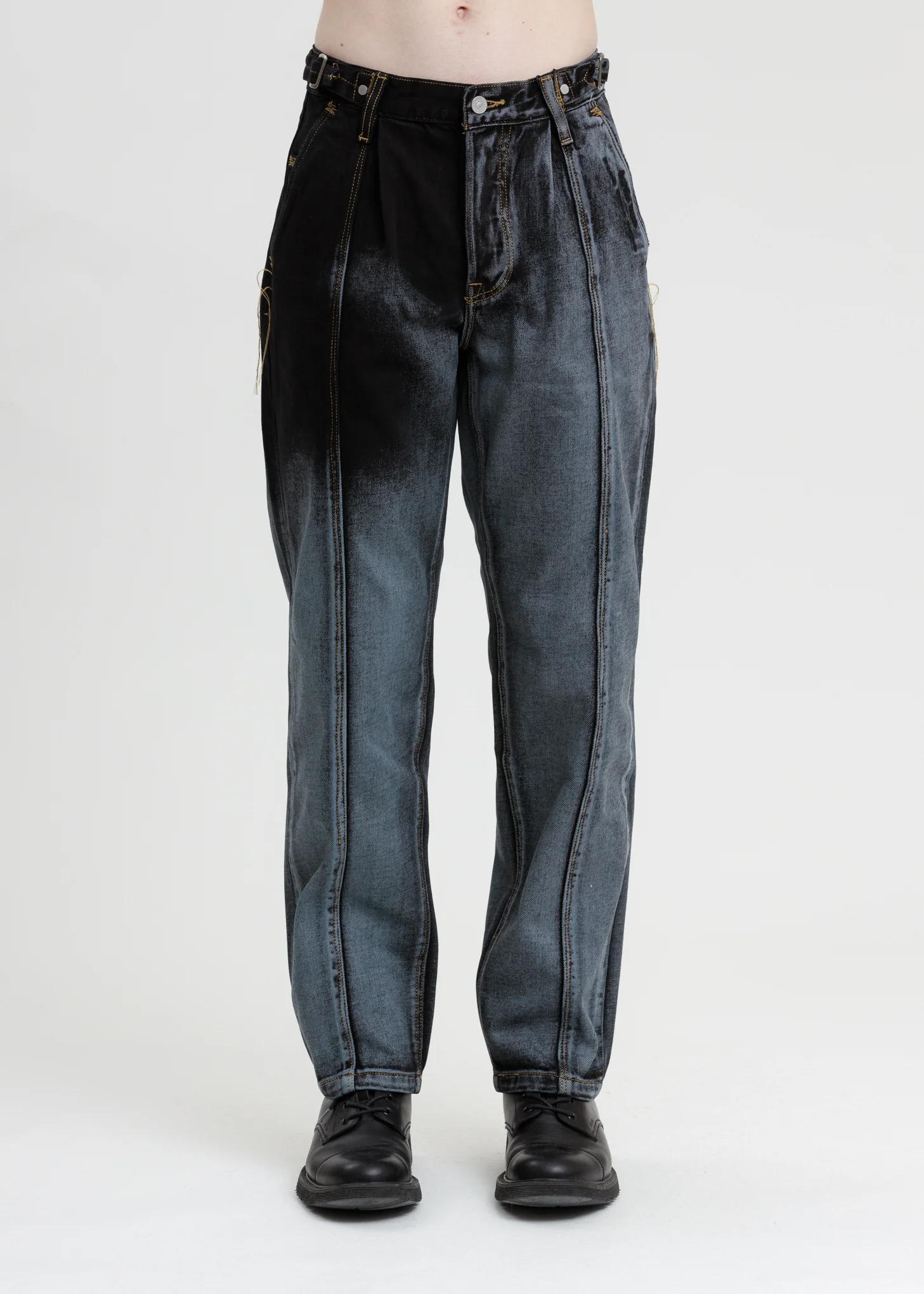 Blue and Black Levi's Edition Denim Twill Straight Loose Jeans