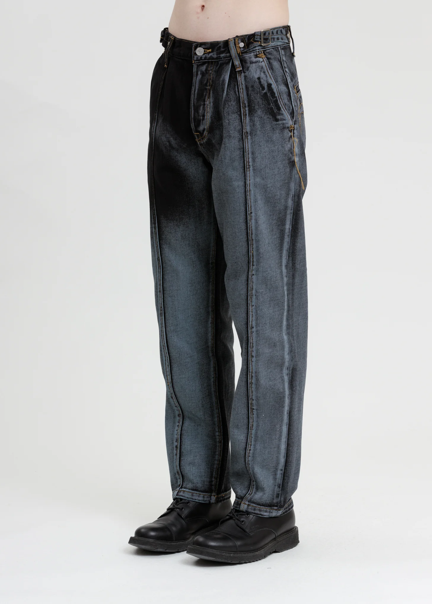 Blue and Black Levi's Edition Denim Twill Straight Loose Jeans - Image 3