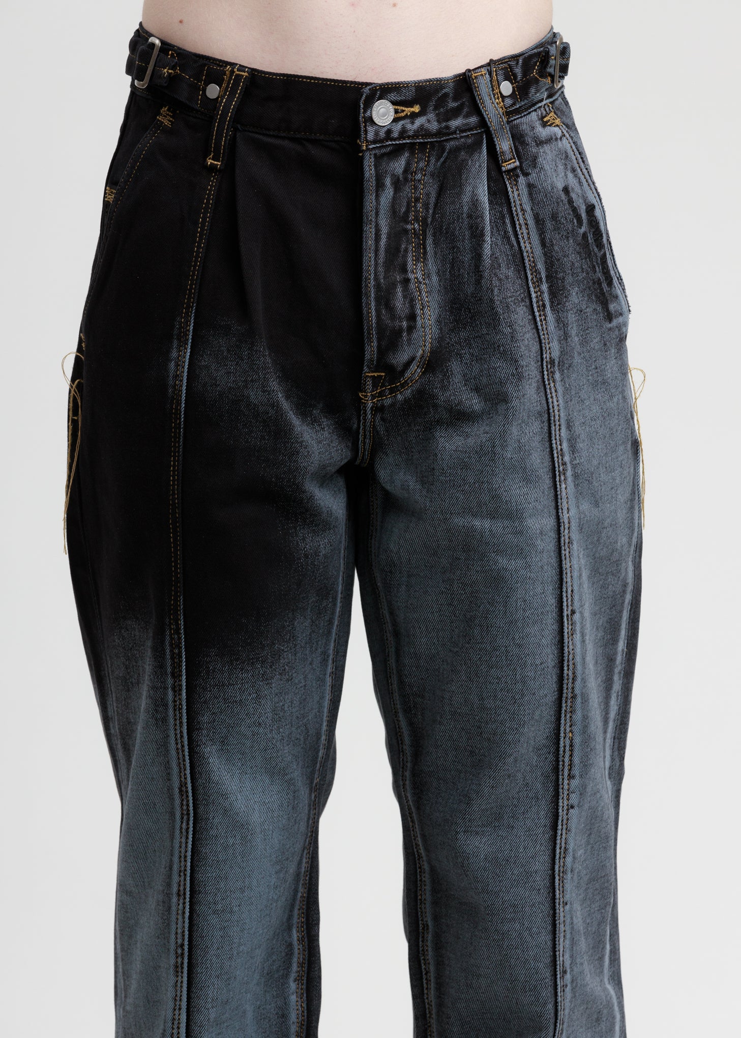Blue and Black Levi's Edition Denim Twill Straight Loose Jeans - Image 4