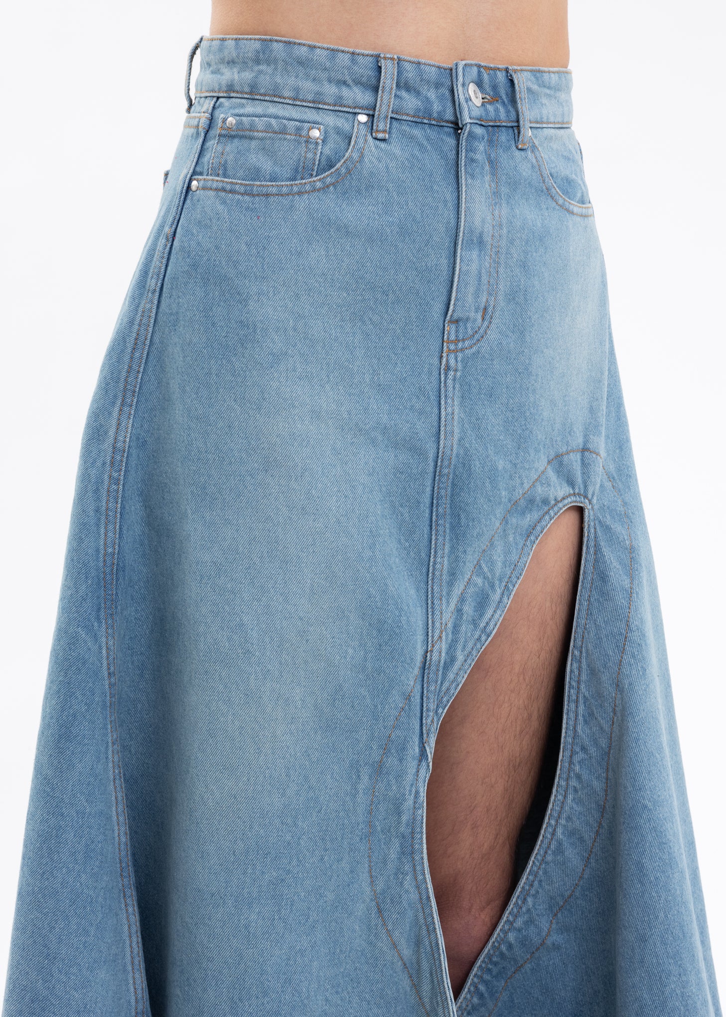 Blue CUT OUT DENIM Skirt - Image 5