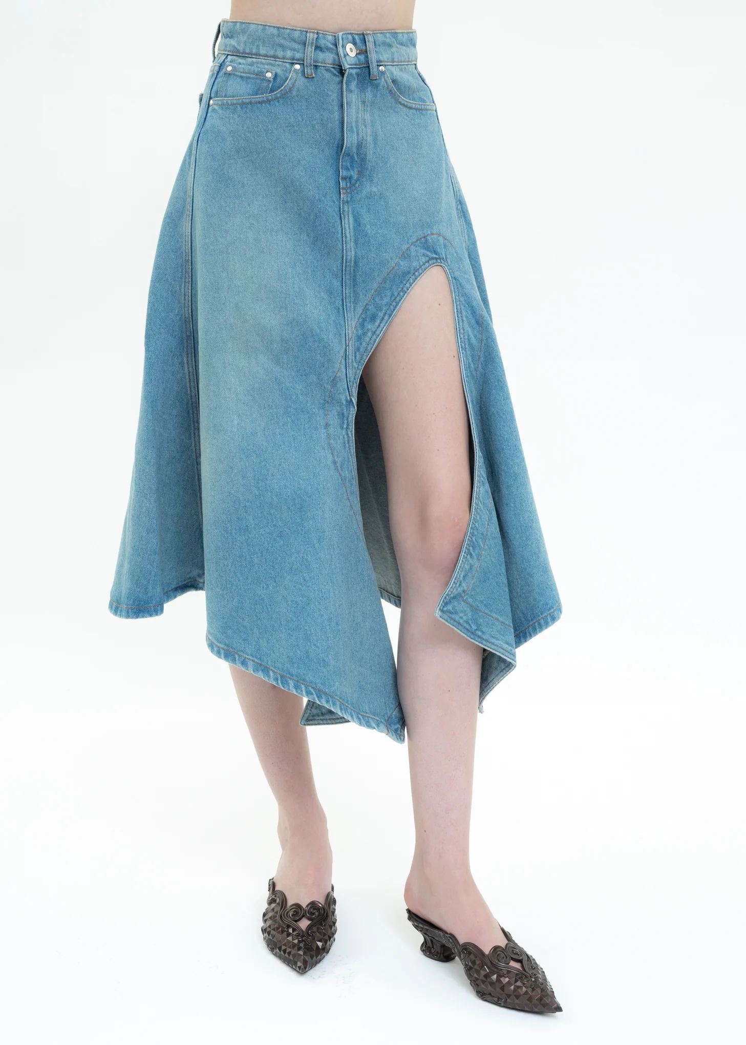 Blue CUT OUT DENIM Skirt