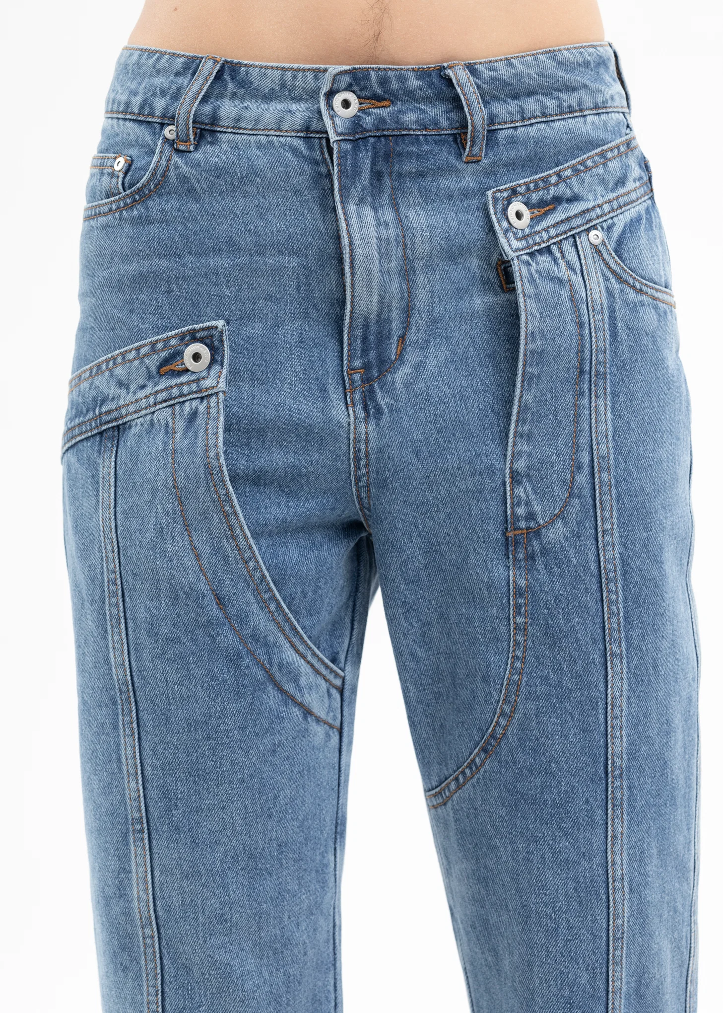 BLUE DECONSTRUCTED 2 IN 1 DENIM PANTS - Image 4