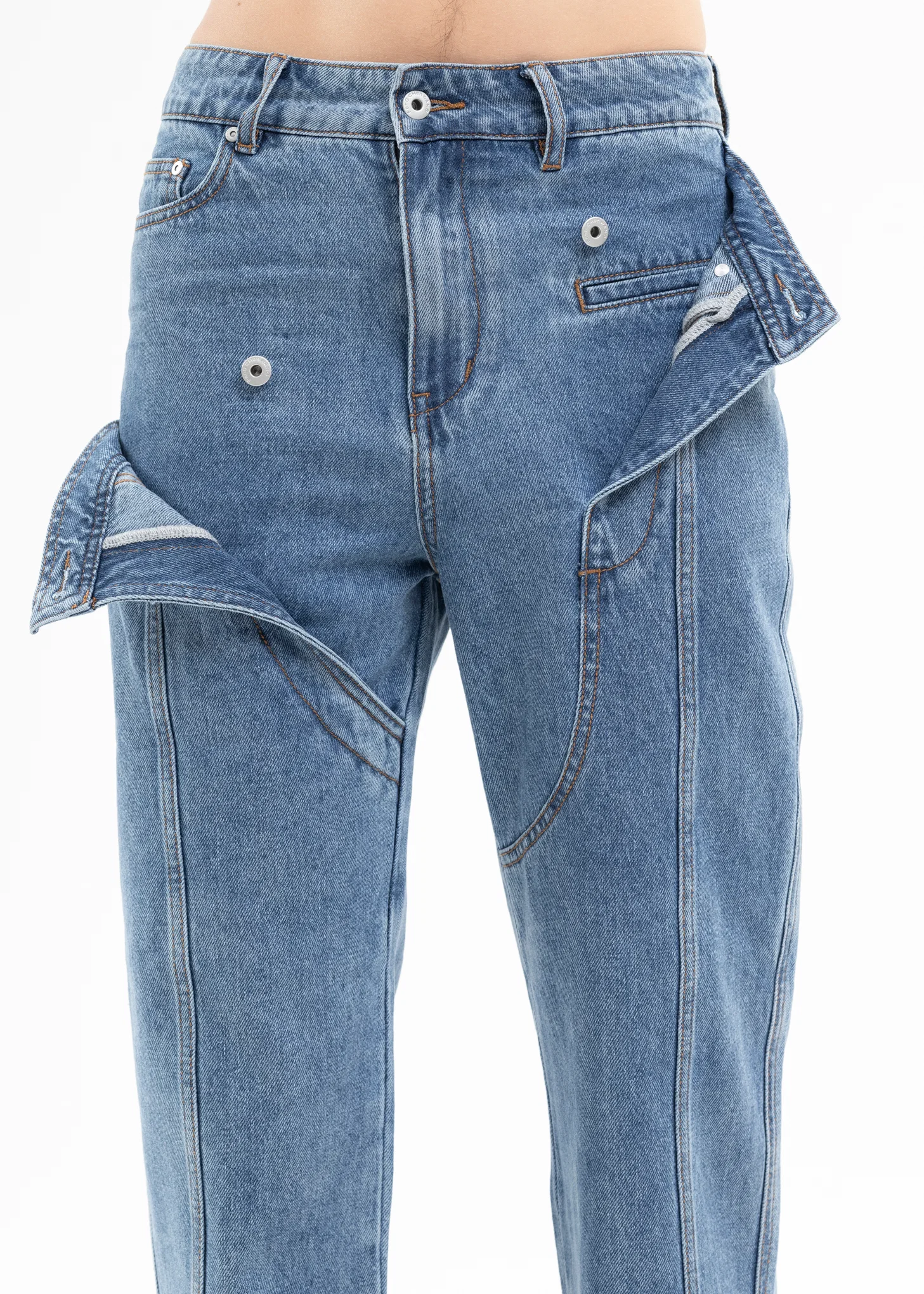 BLUE DECONSTRUCTED 2 IN 1 DENIM PANTS - Image 5