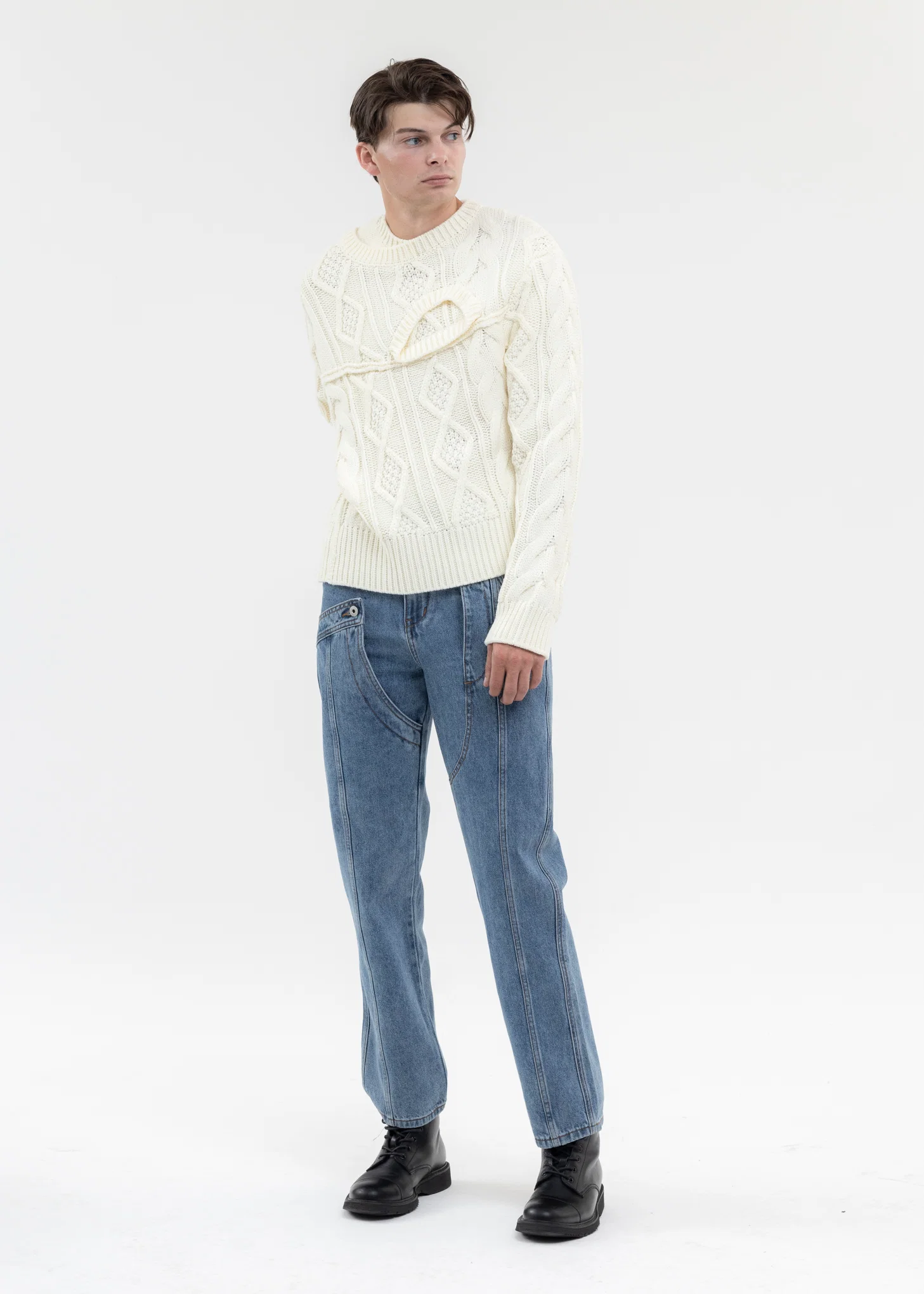 BLUE DECONSTRUCTED 2 IN 1 DENIM PANTS - Image 6