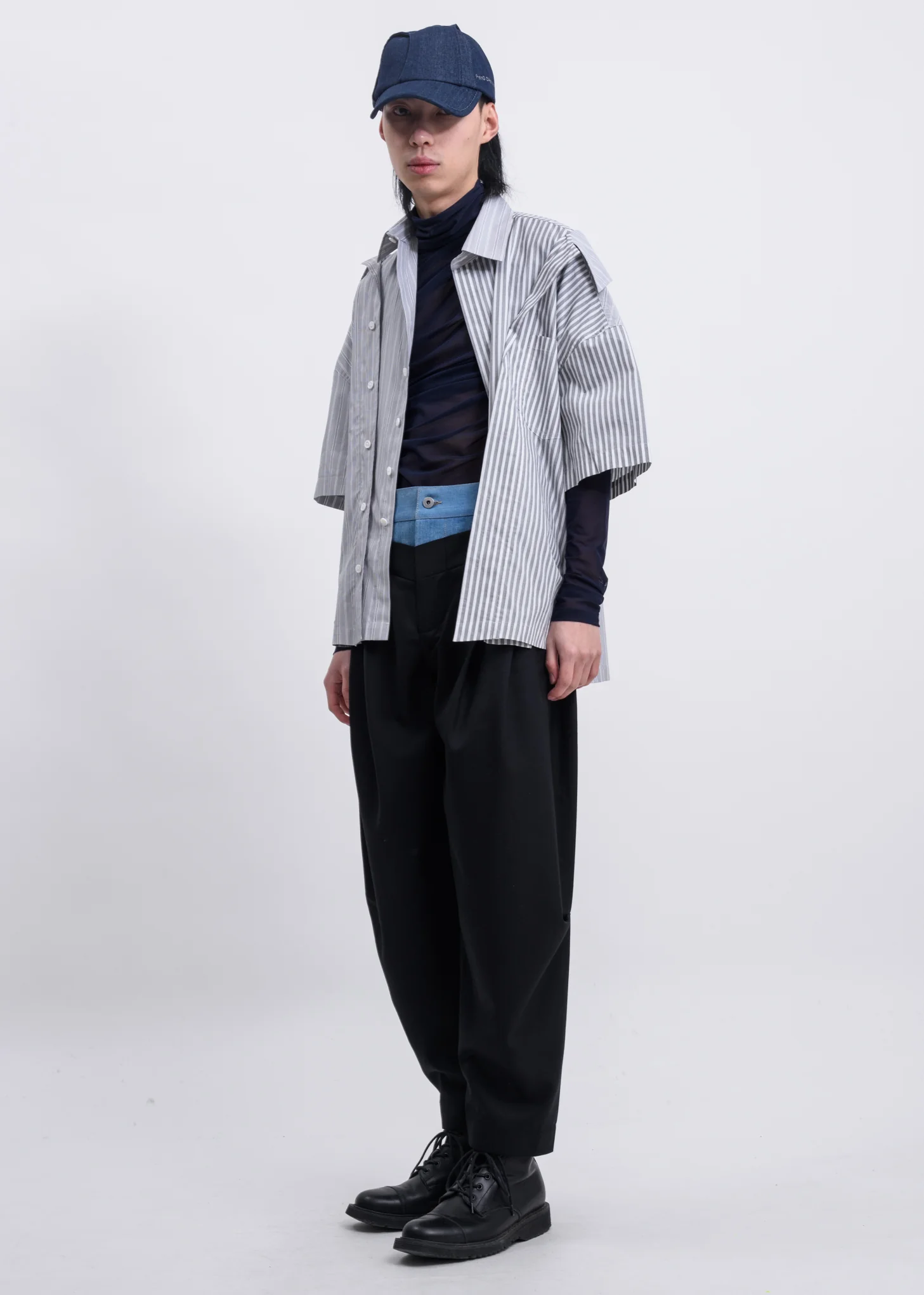 Blue Denim Layered Cap - Image 3