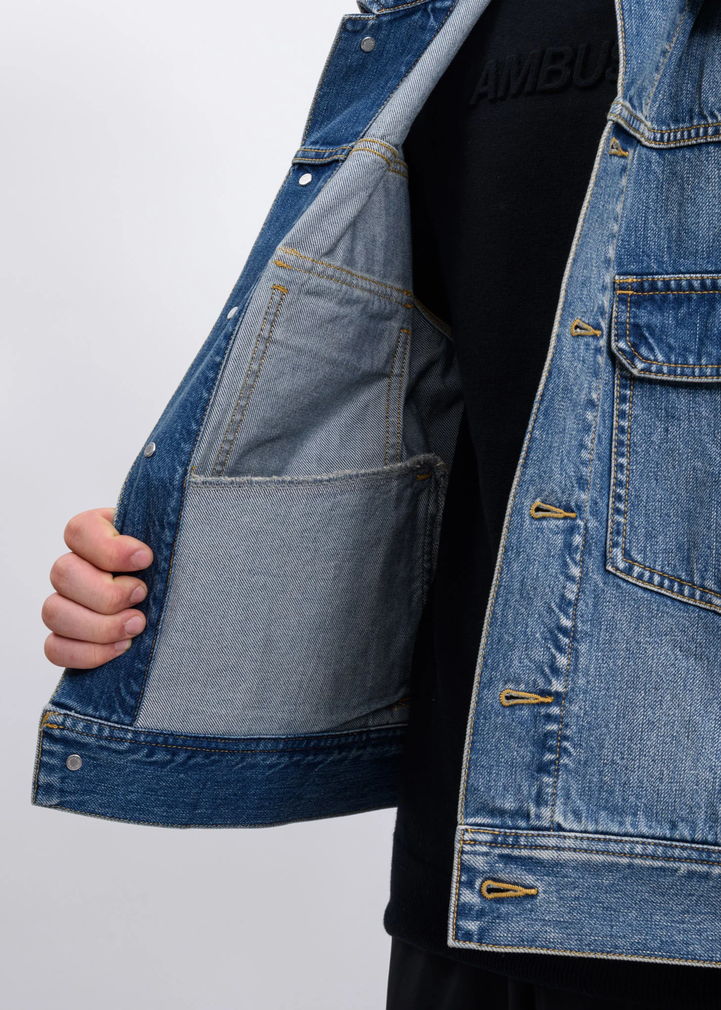 Blue Denim Logo-Stamped Jacket - Image 6