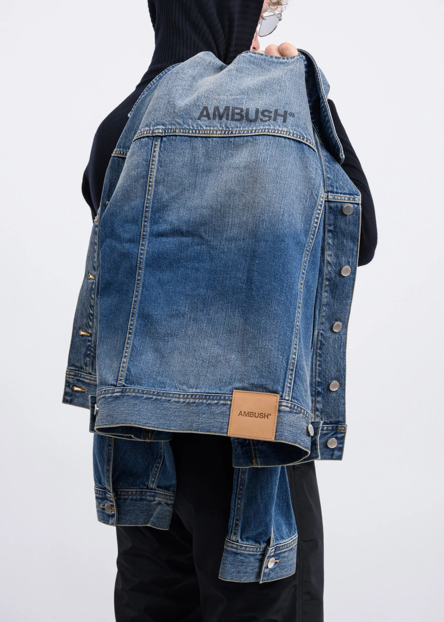 Blue Denim Logo-Stamped Jacket - Image 8