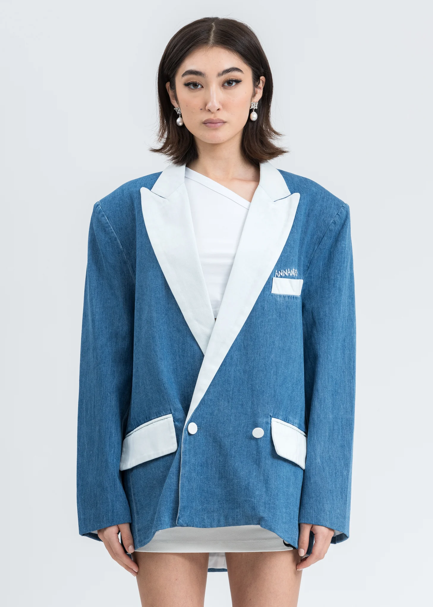 Blue Denim Oversized Blazer