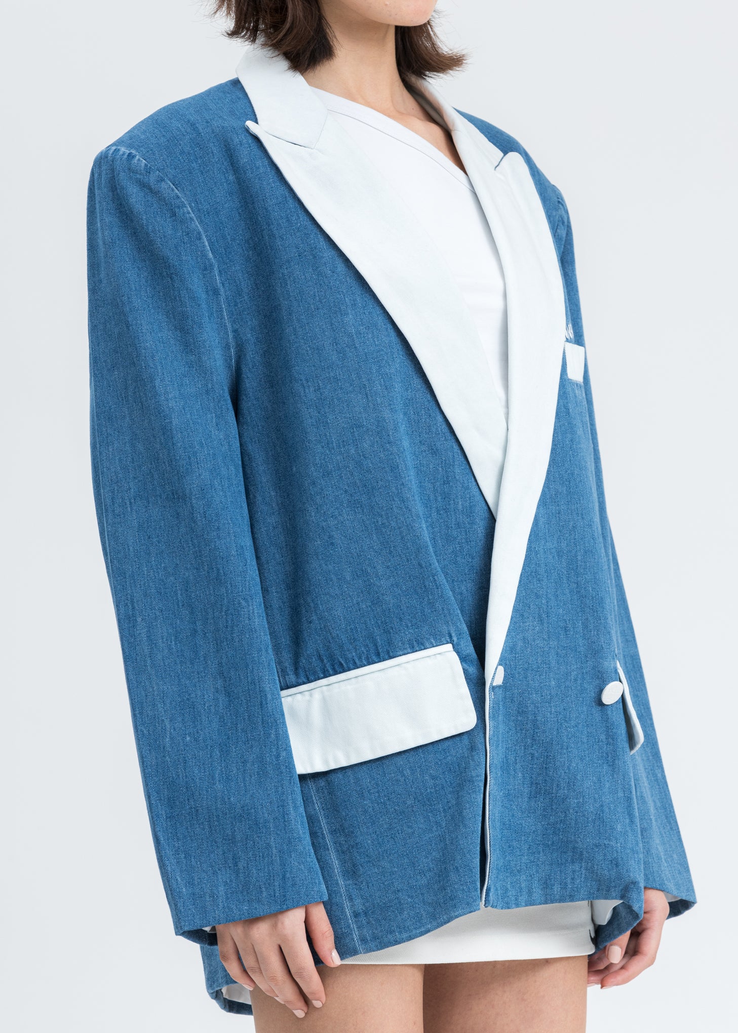 Blue Denim Oversized Blazer - Image 5