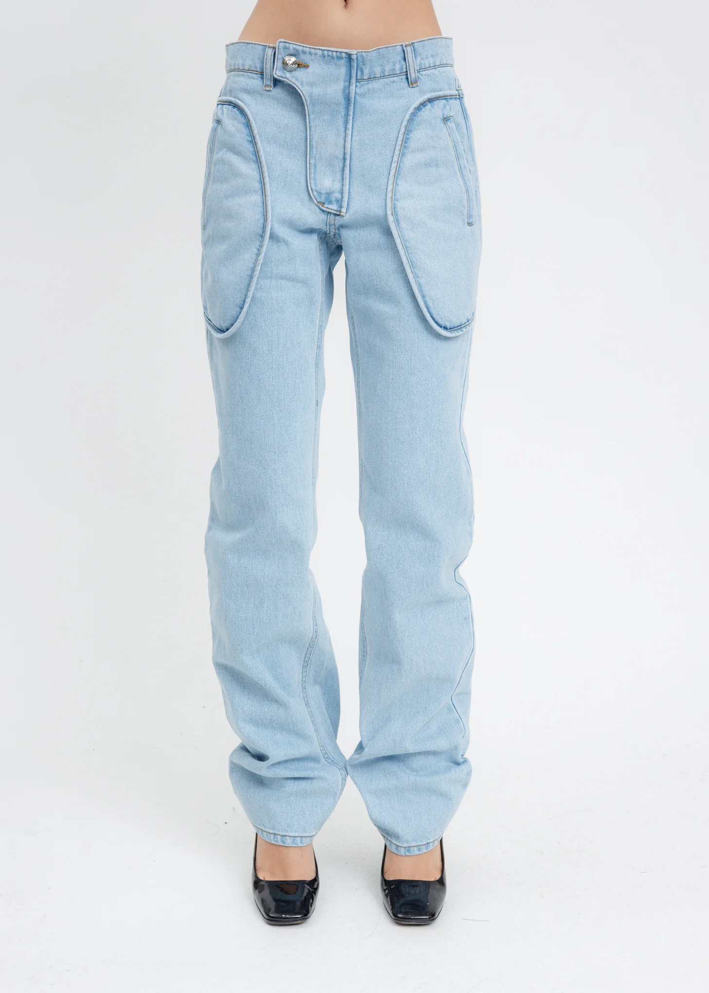 Blue Denim Straight Pants