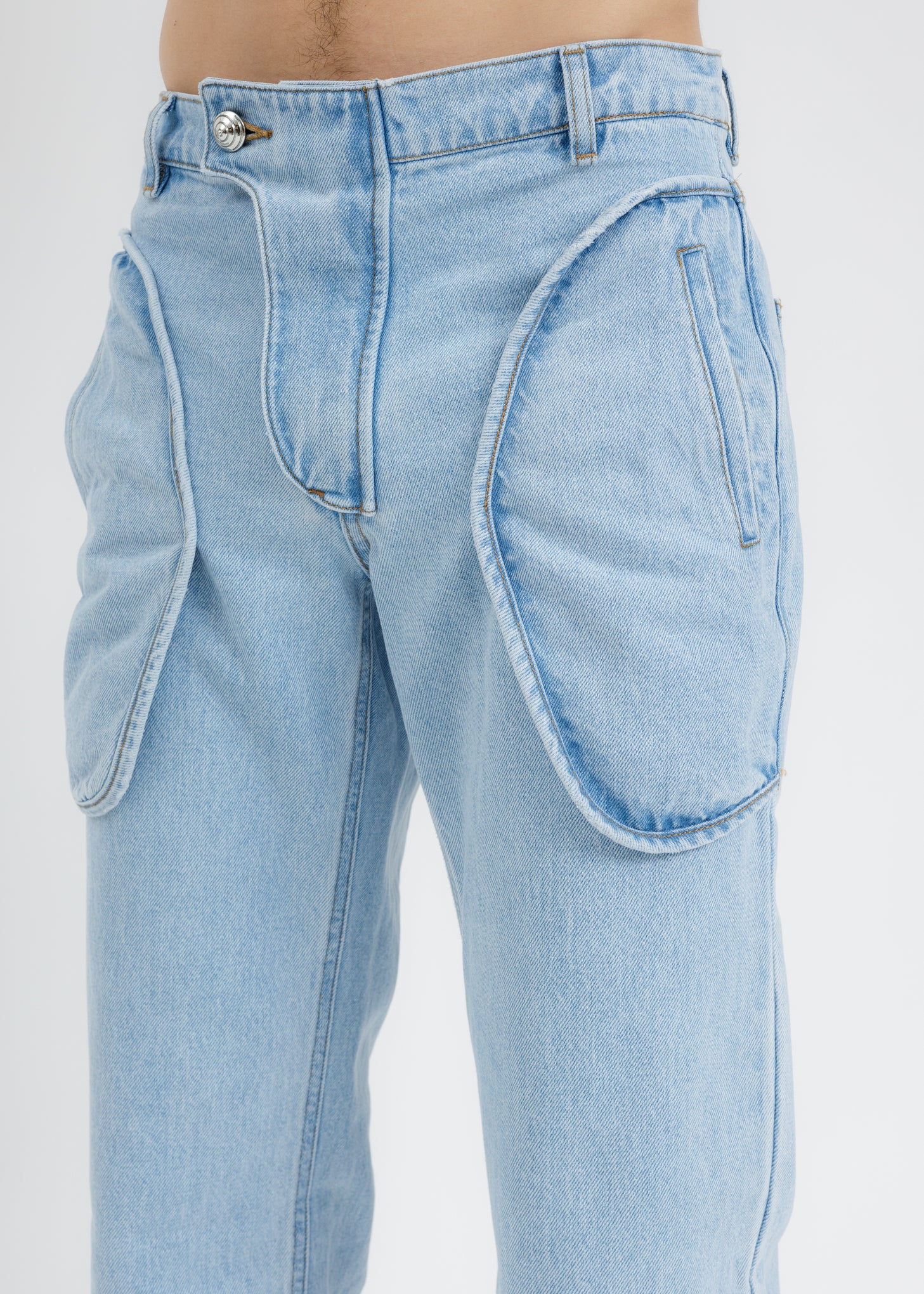 Blue Denim Straight Pants - Image 2