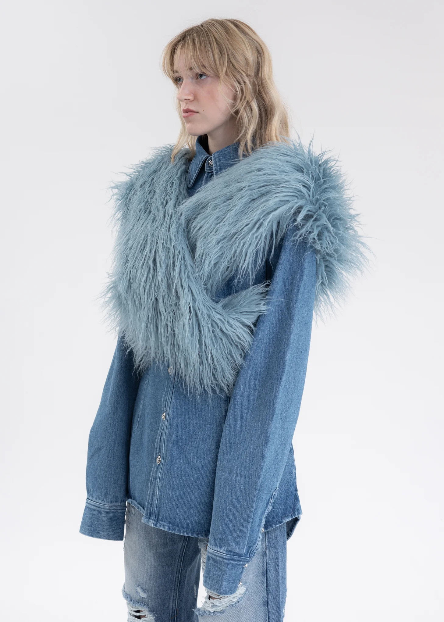 Blue DENIM SHIRT W BLUE STOLE DENWBL - Image 3