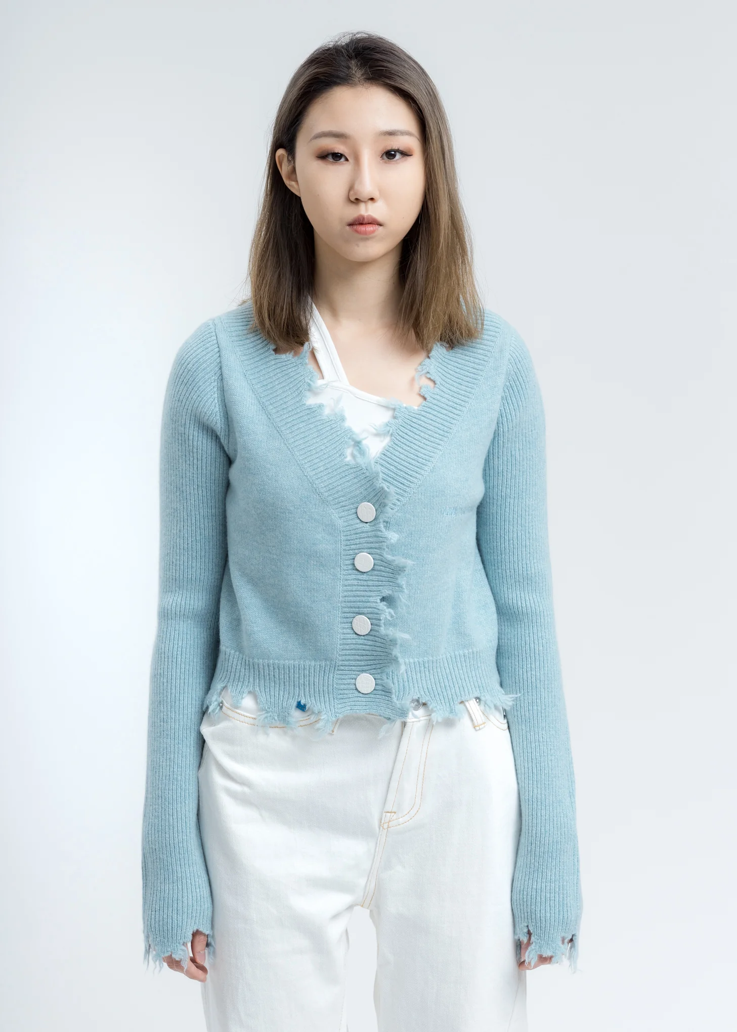 Blue Destroyed Cardigan