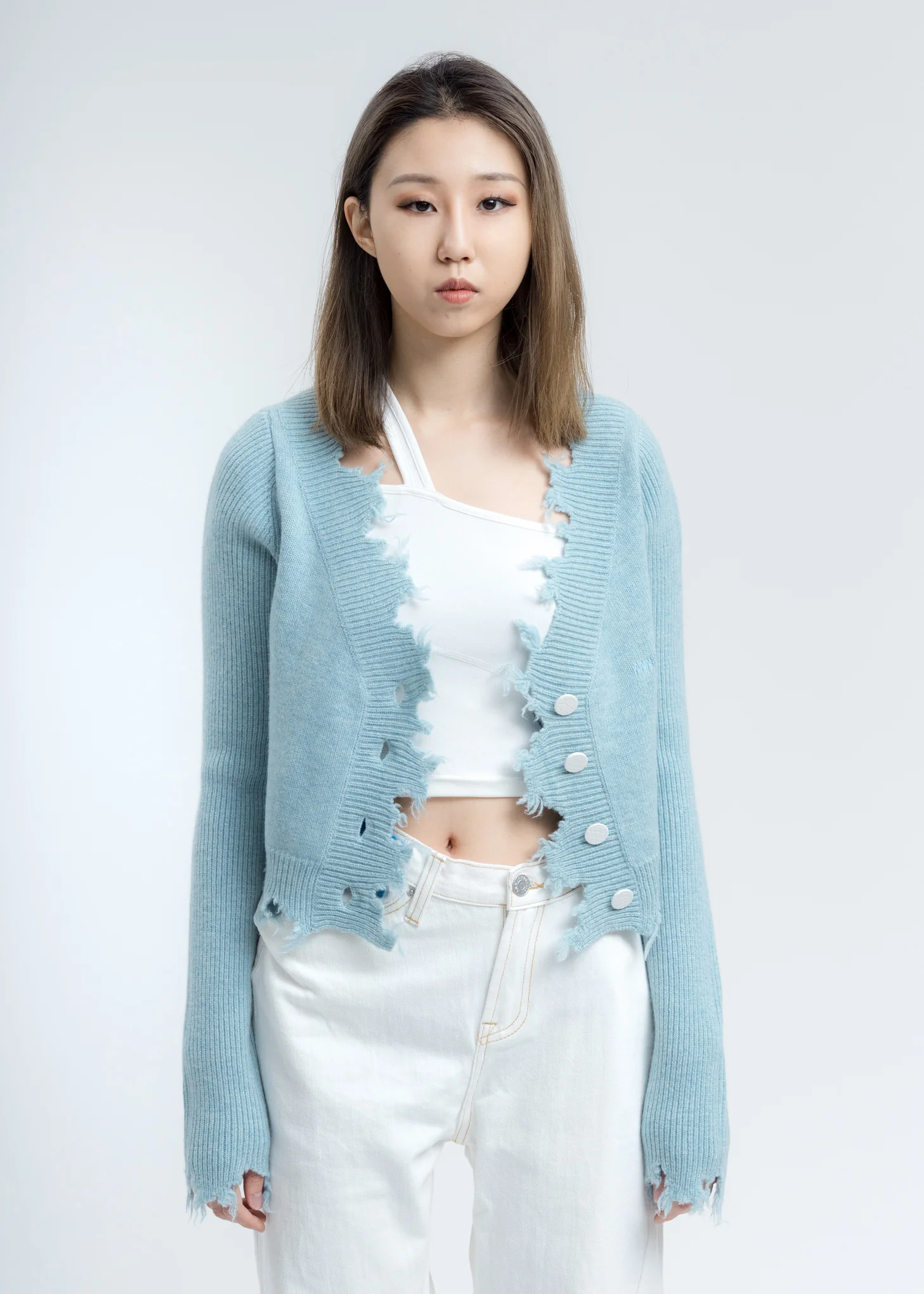 Blue Destroyed Cardigan - Image 2