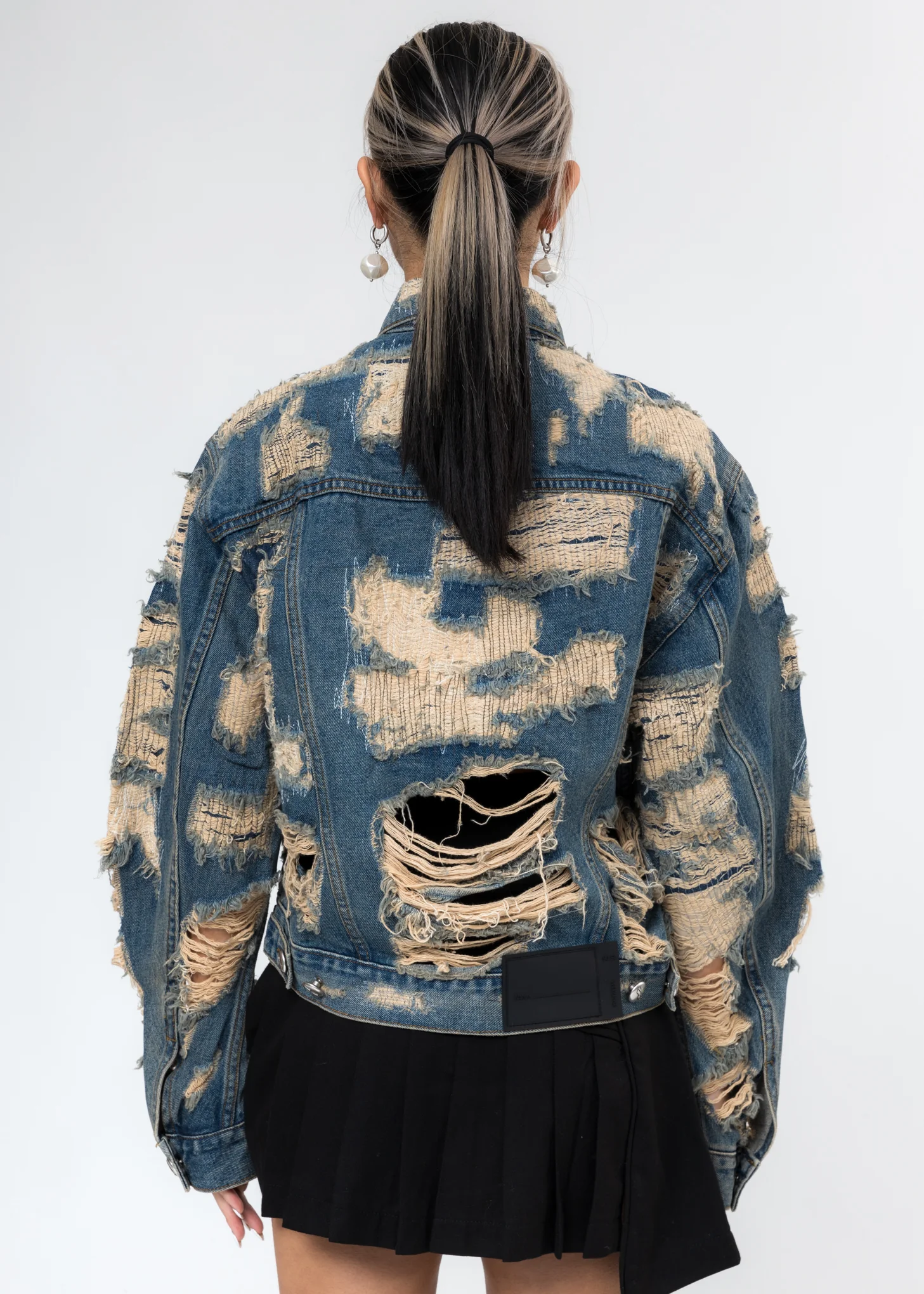 Blue Destroyed Denim Jacket - Image 2